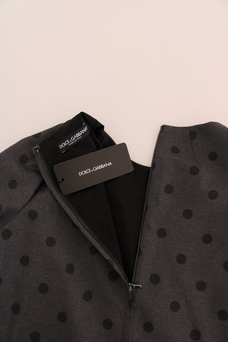 Dolce & Gabbana Gray Polka Dotted Sheath Wool Dress | Regal Royce