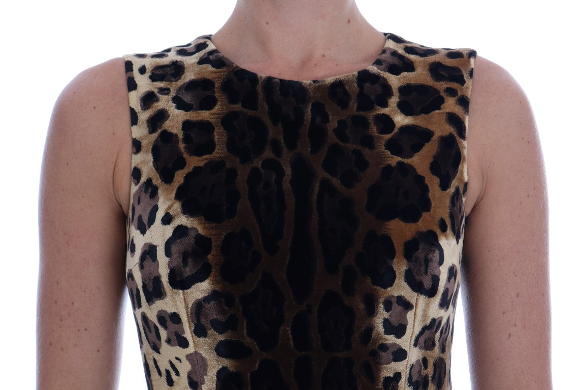 Dolce & Gabbana Brown Leopard Print Silk Sheath Dress | Regal Royce