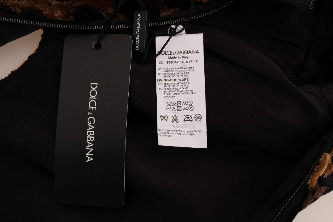 Dolce & Gabbana Brown Leopard Print Silk Sheath Dress | Regal Royce