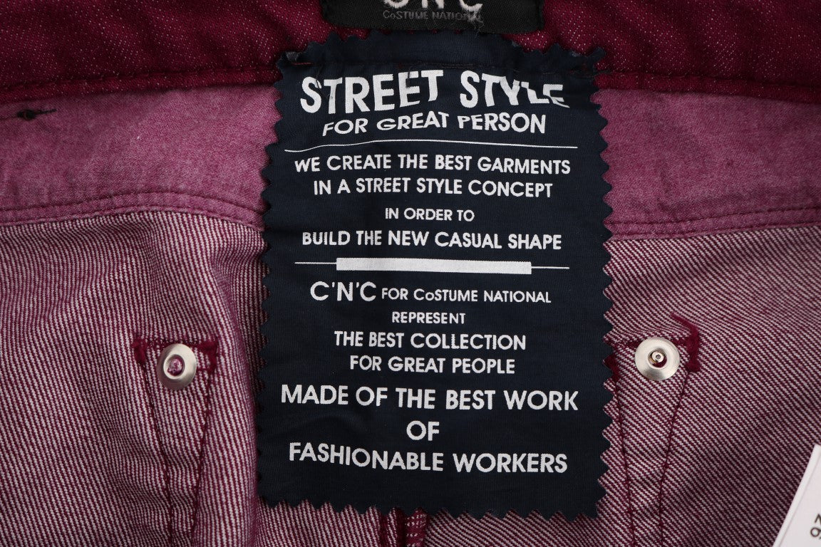 Costume National Red Wash Cotton Stretch Denim Jeans | Regal Royce