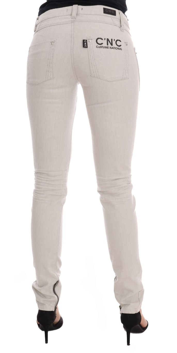 Costume National White Cotton Stretch Slim Jeans | Regal Royce