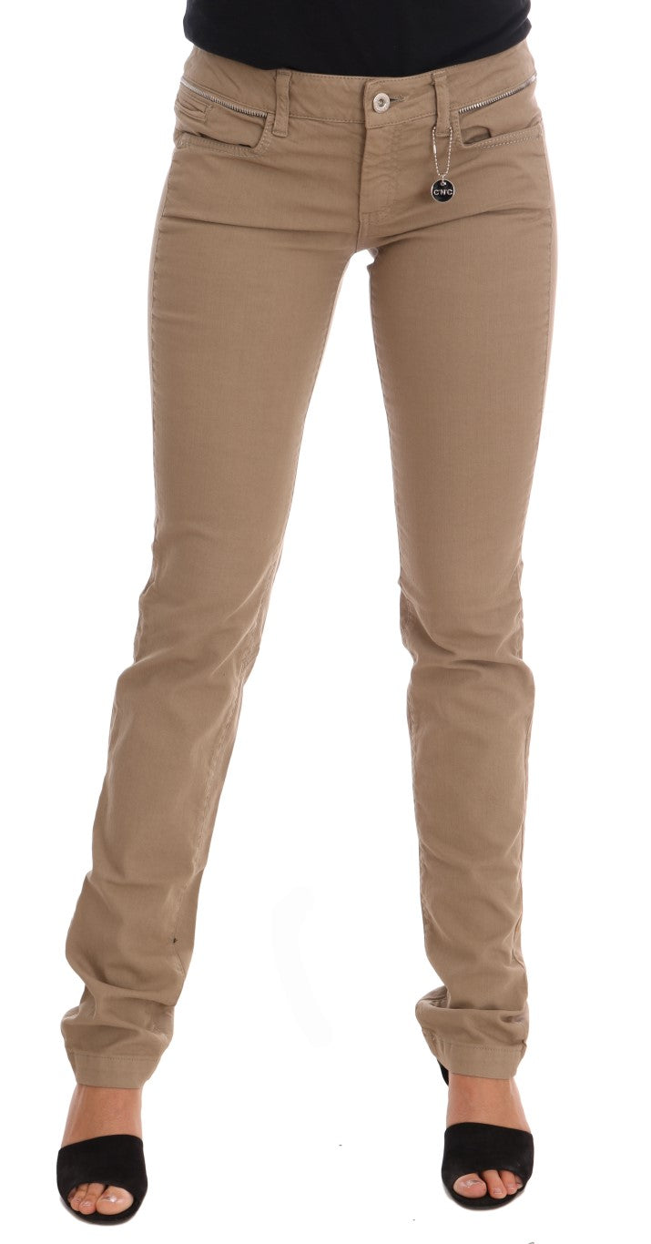 Costume National Beige Cotton Stretch Slim Fit Jeans | Regal Royce