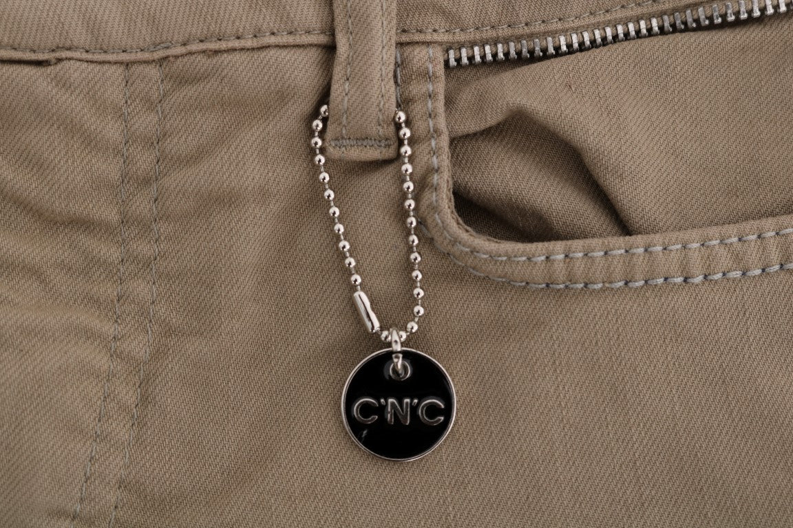 Costume National Beige Cotton Stretch Slim Fit Jeans | Regal Royce