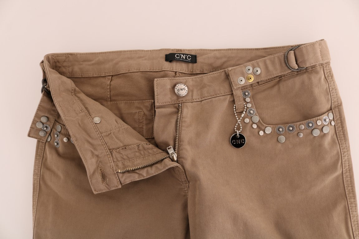 Costume National Beige Cotton Stretch Slim Fit Jeans | Regal Royce