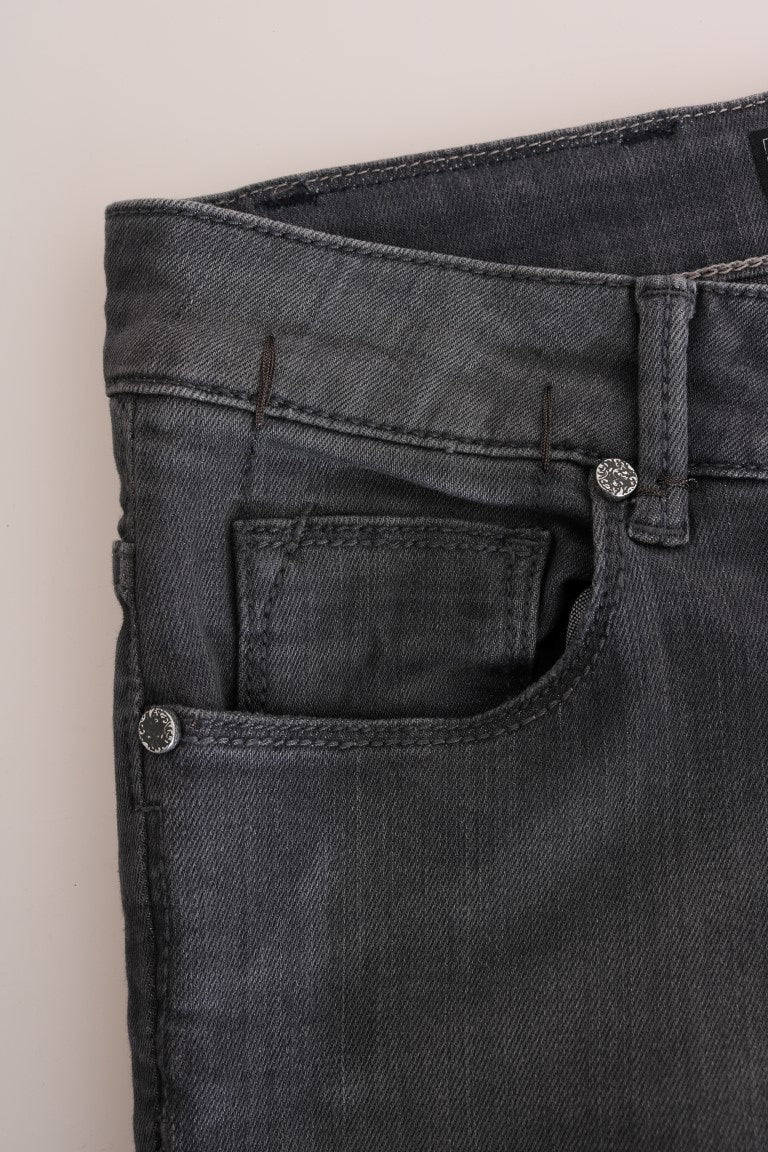 Acht Gray Cotton Slim Fit Denim Jeans | Regal Royce