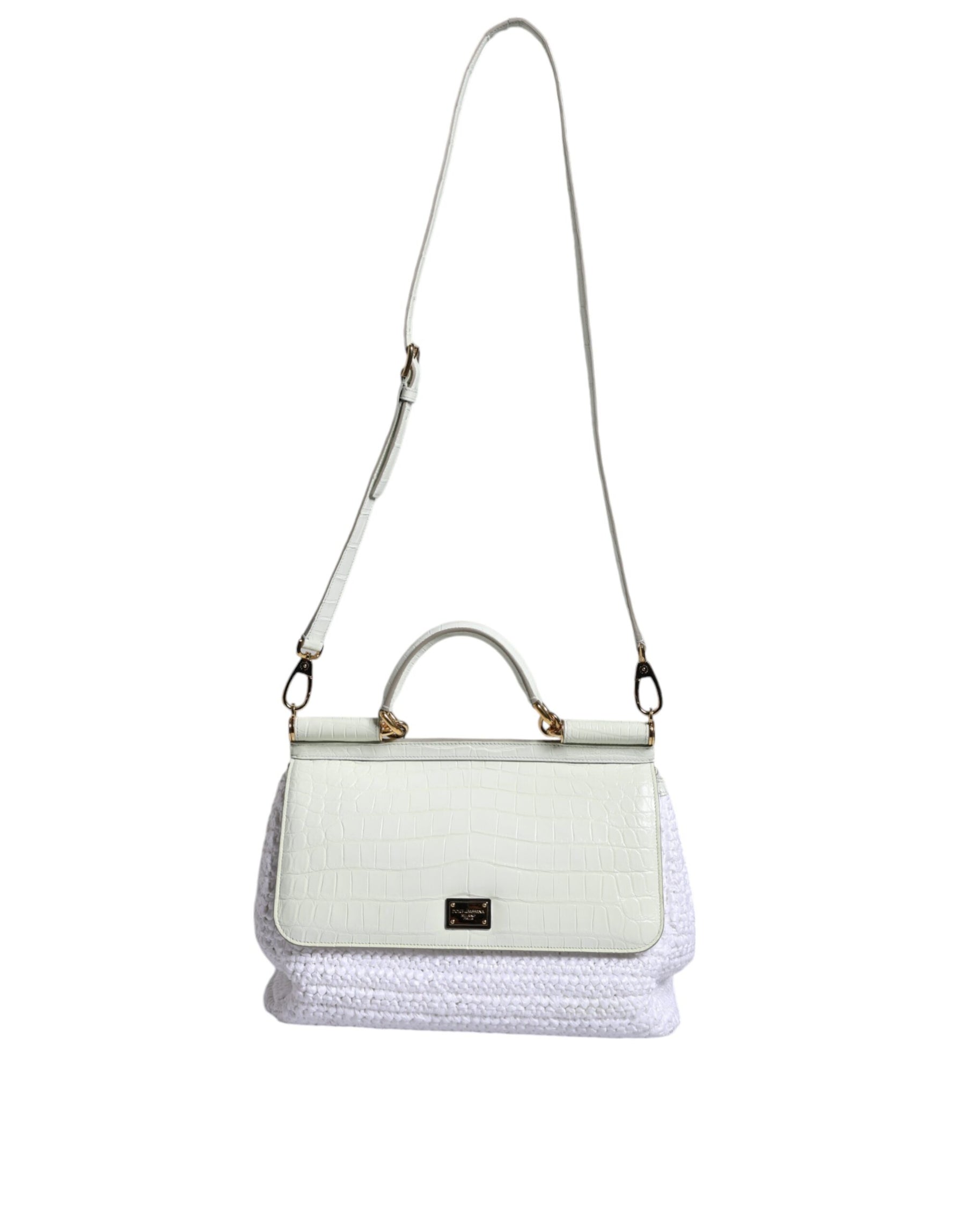Dolce & Gabbana White Rafia Leather SICILY Crossbody Bag | Regal Royce