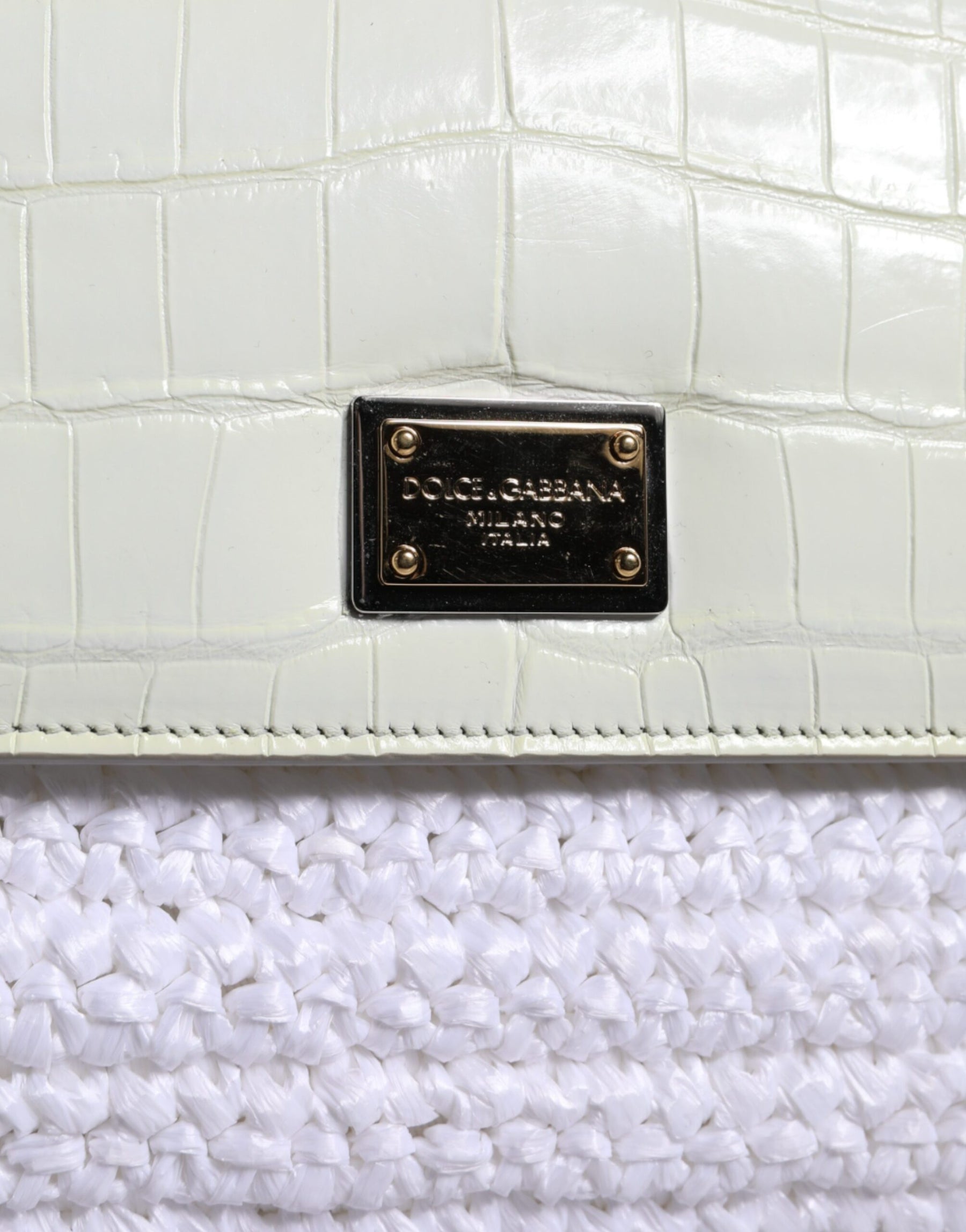 Dolce & Gabbana White Rafia Leather SICILY Crossbody Bag | Regal Royce