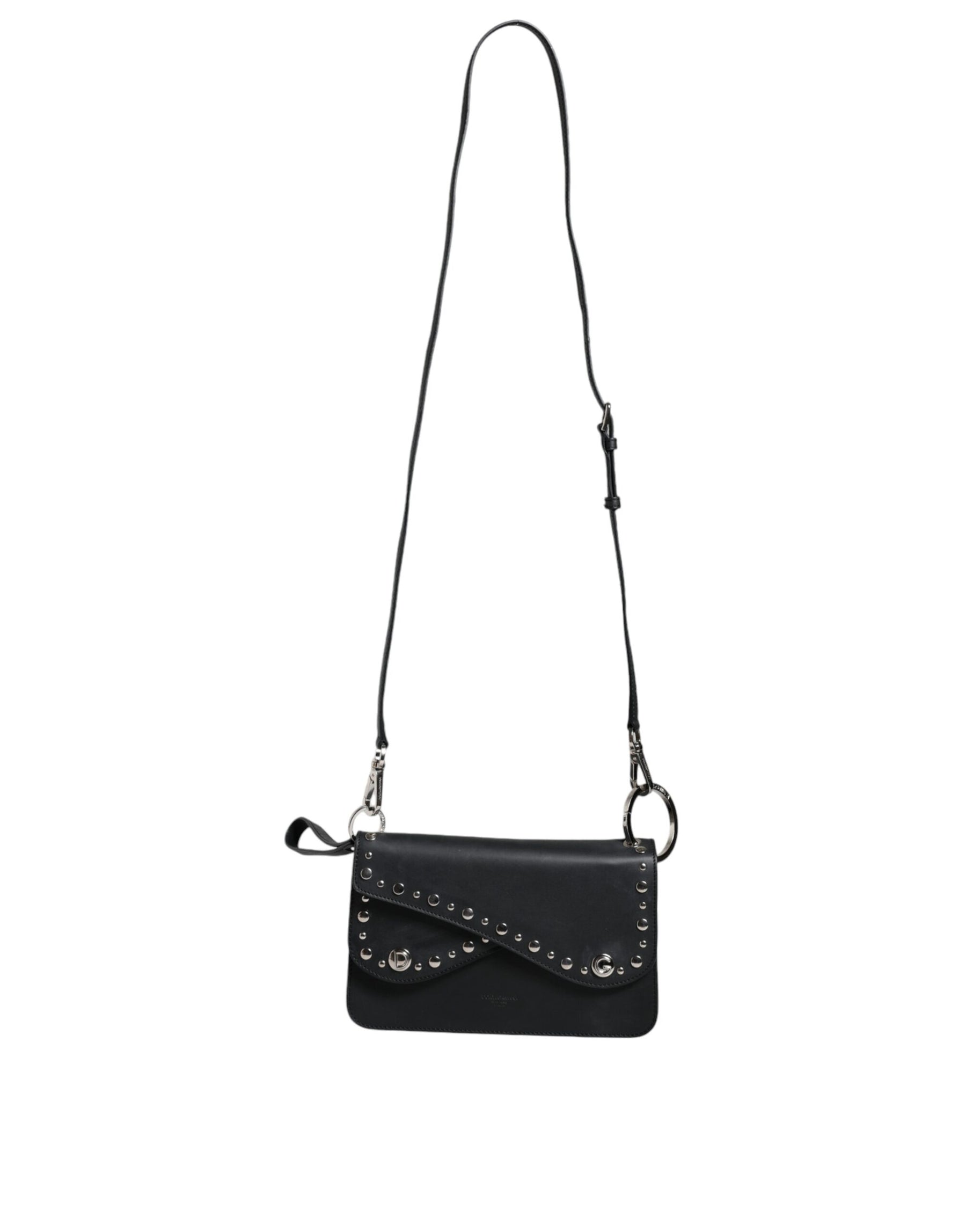 Dolce & Gabbana Black Small Leather Studded Shoulder Crossbody Bag | Regal Royce
