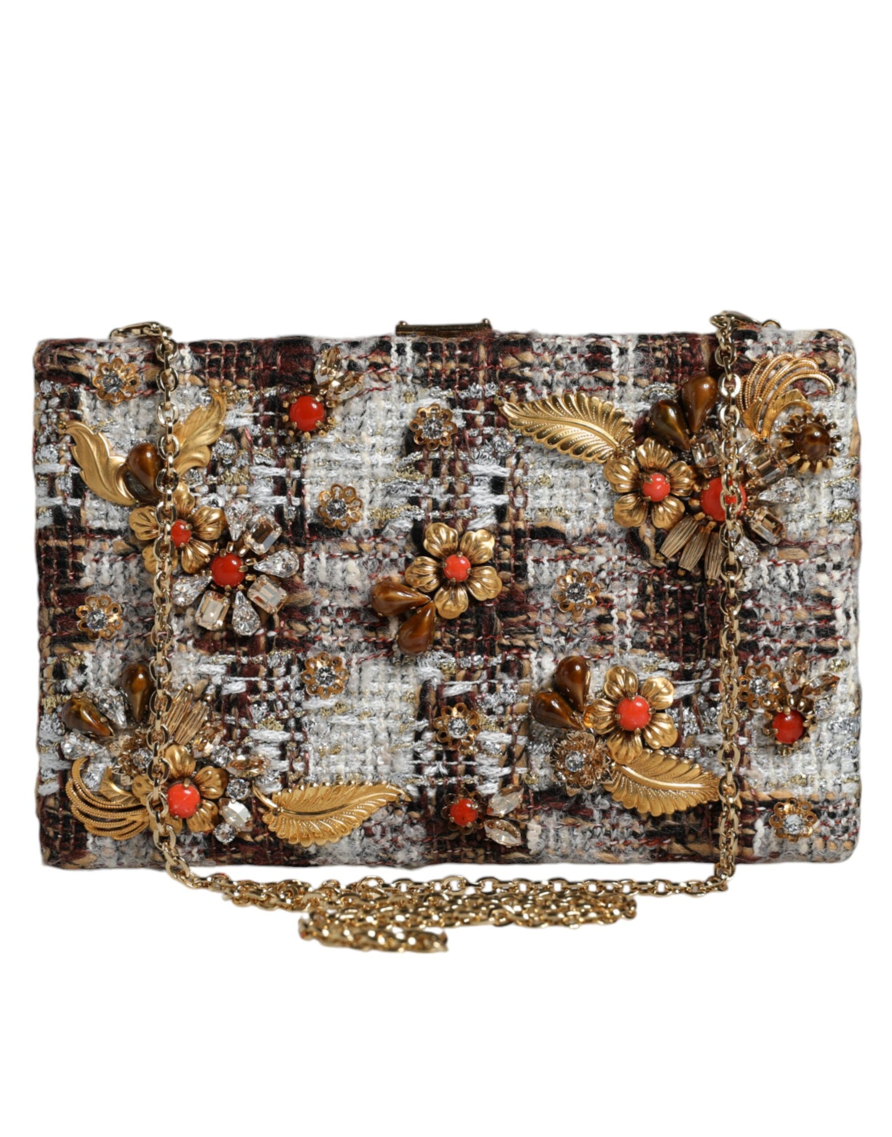 Dolce & Gabbana Multicolor Tweed Floral Clutch Crossbody Bag | Regal Royce