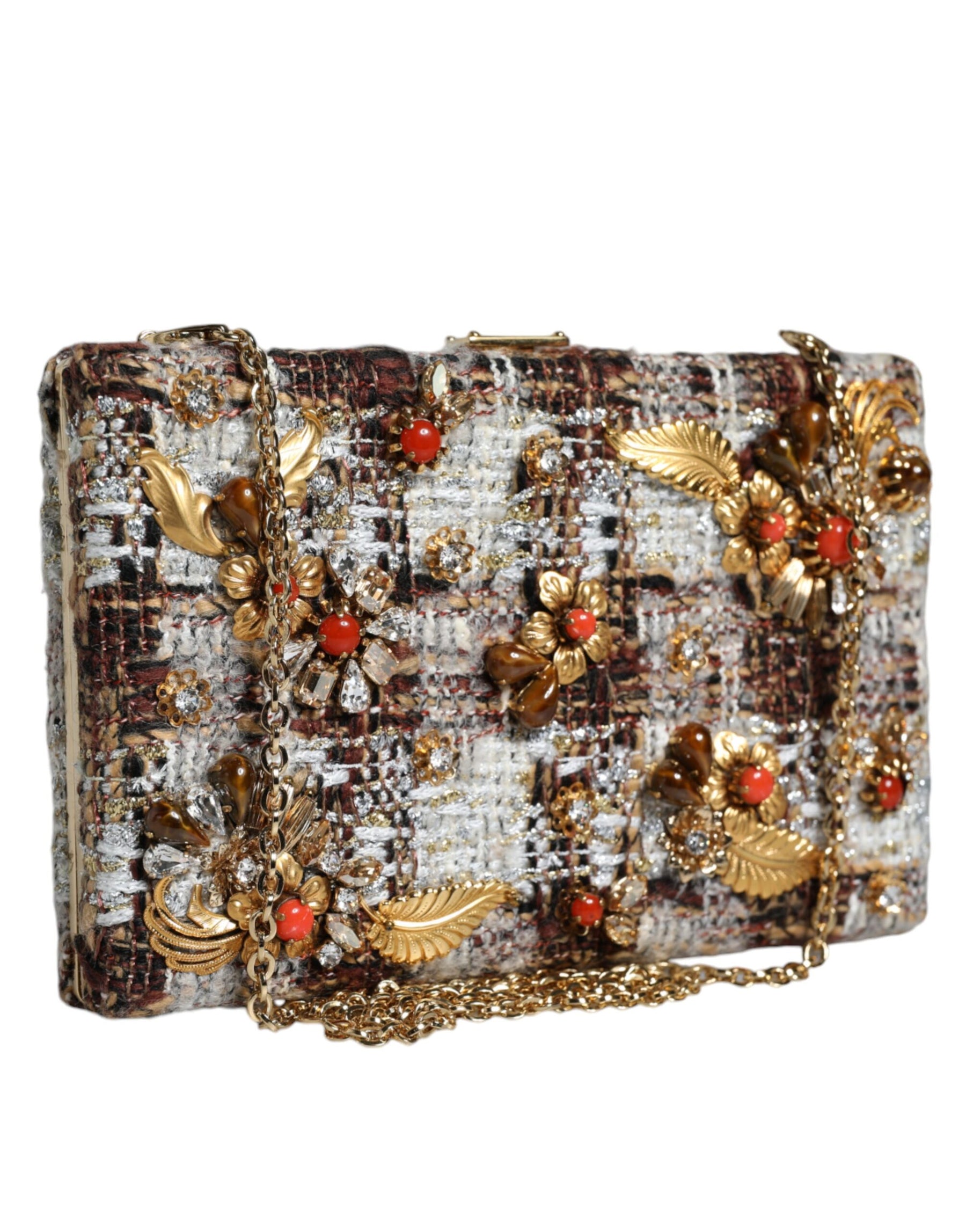 Dolce & Gabbana Multicolor Tweed Floral Clutch Crossbody Bag | Regal Royce
