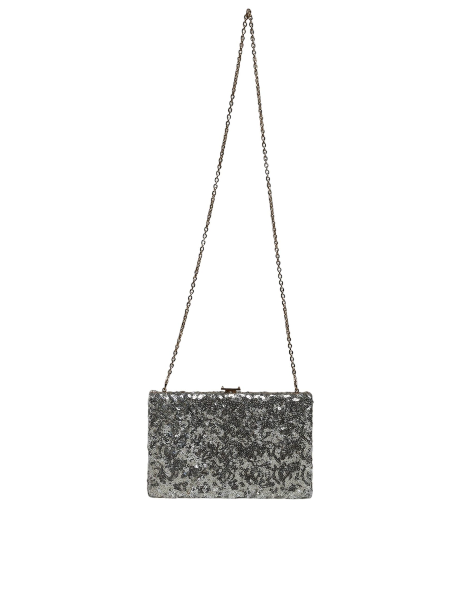 Dolce & Gabbana Silver Sequined Clutch Evening Crossbody Bag | Regal Royce