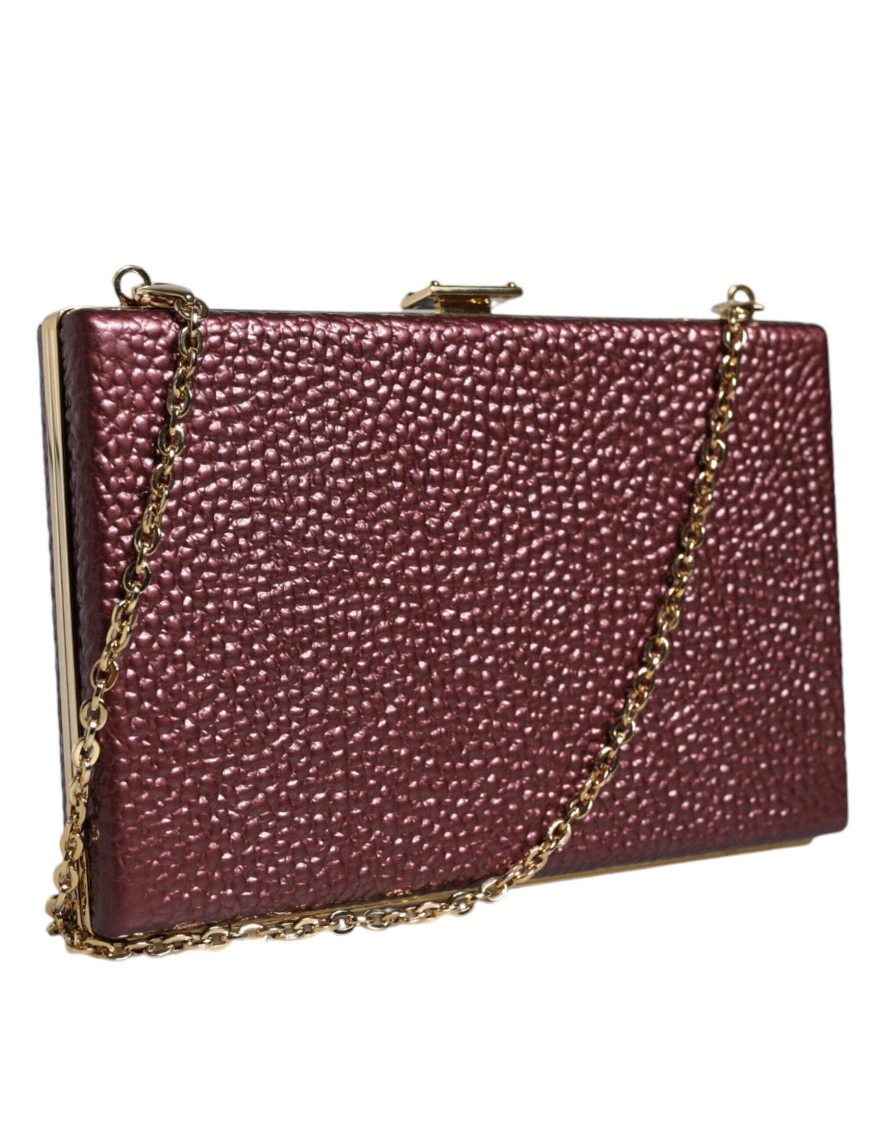 Dolce & Gabbana Maroon Leather Clutch Evening Crossbody Bag | Regal Royce