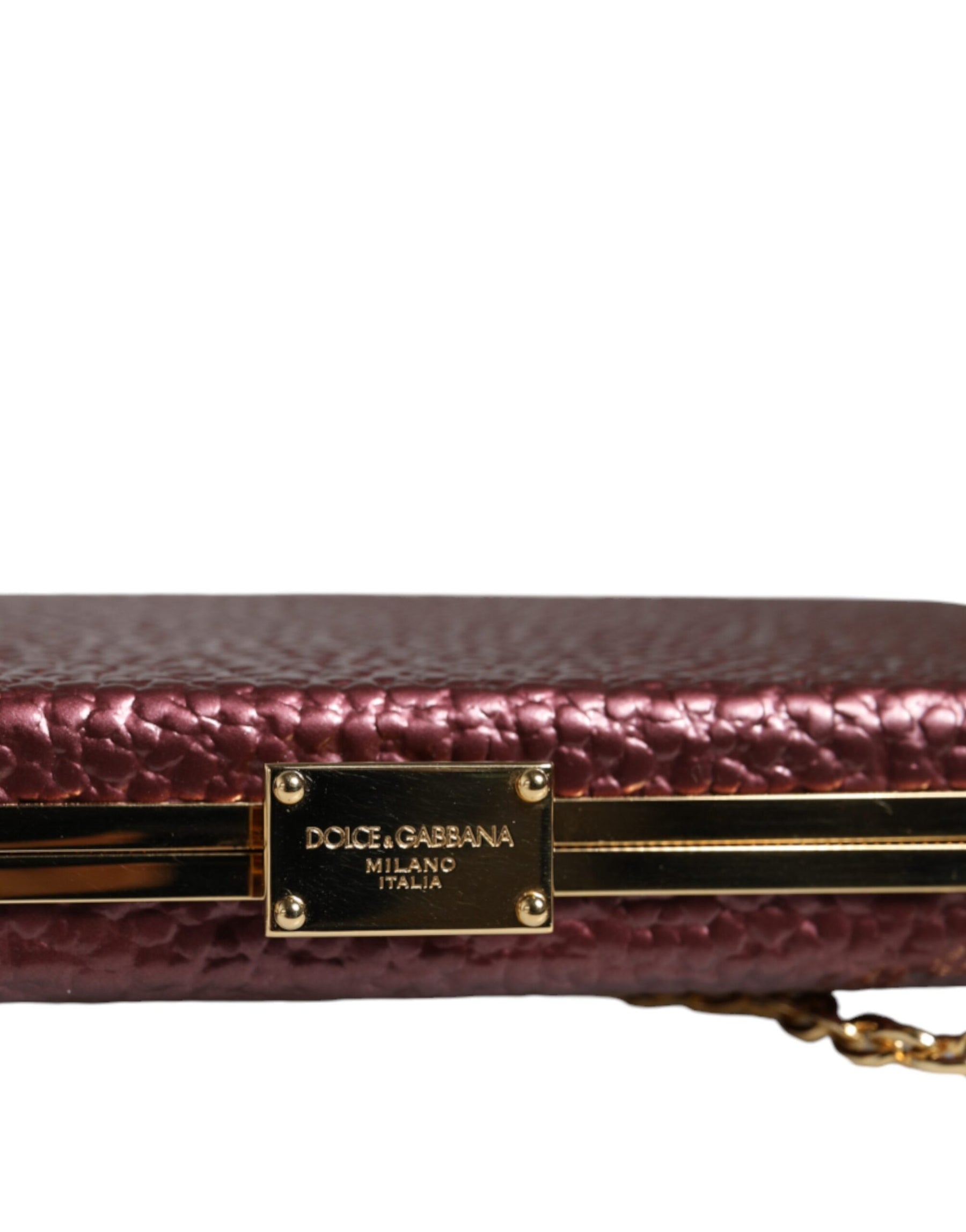 Dolce & Gabbana Maroon Leather Clutch Evening Crossbody Bag | Regal Royce