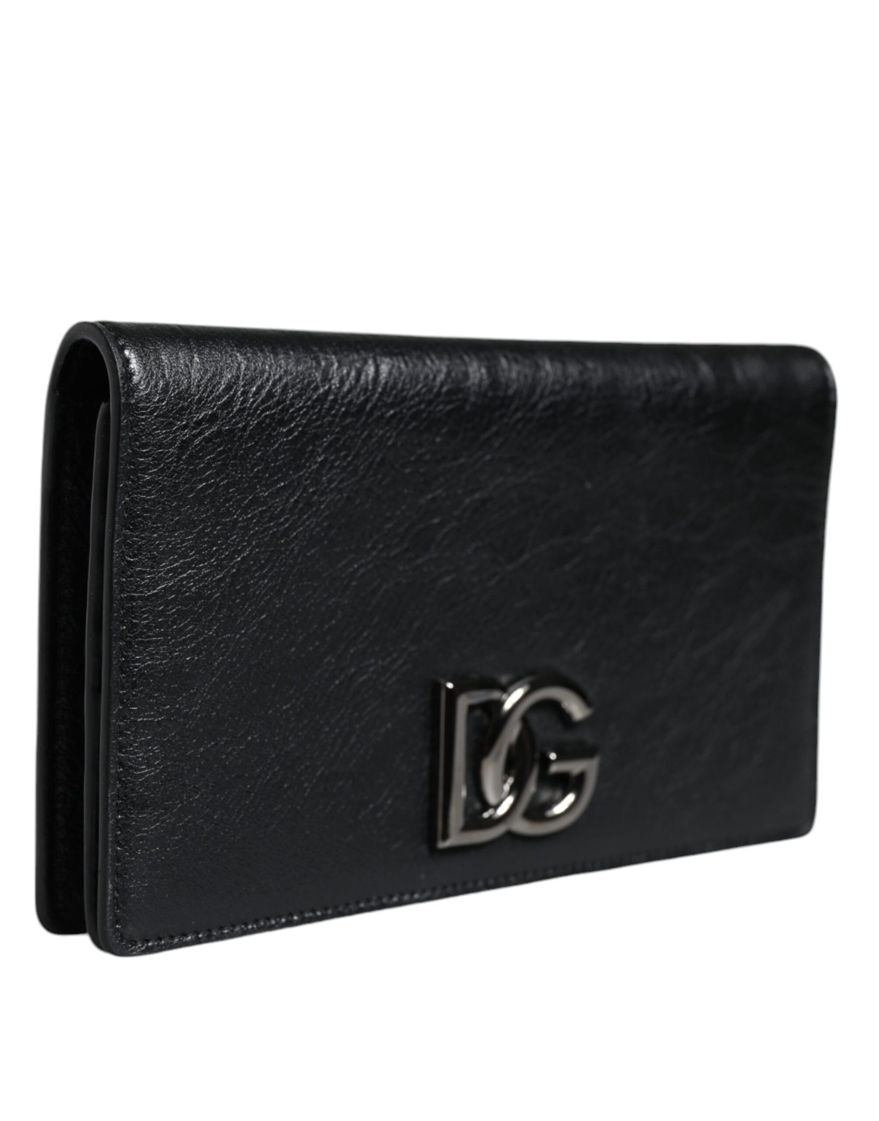 Dolce & Gabbana Black Leather DG Logo Bifold Card Slot Crossbody Bag | Regal Royce