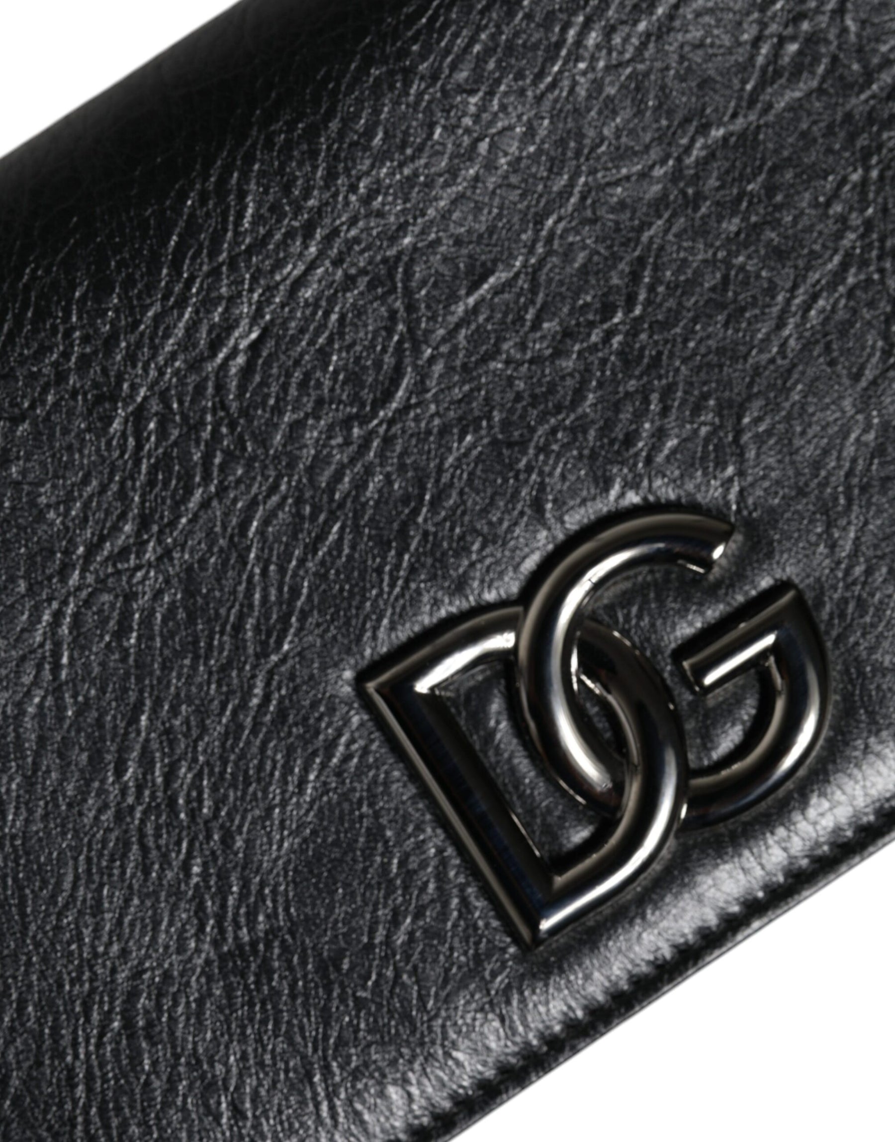 Dolce & Gabbana Black Leather DG Logo Bifold Card Slot Crossbody Bag | Regal Royce