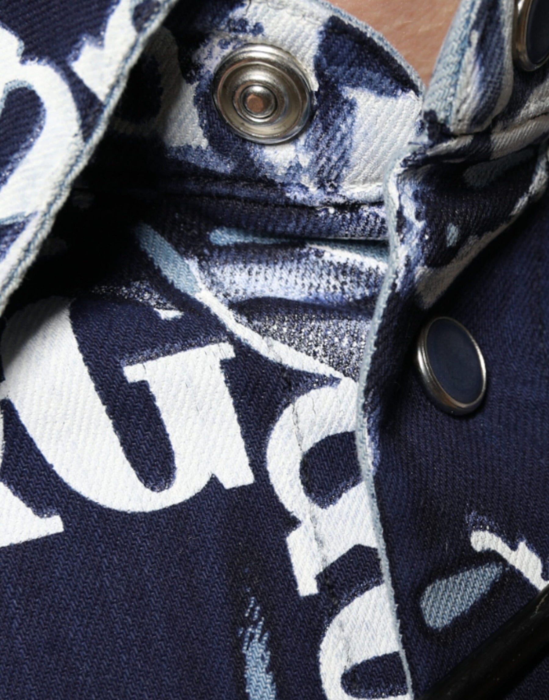 Dolce & Gabbana Blue Crown Logo Print Slim Fit Cotton Shirt | Regal Royce