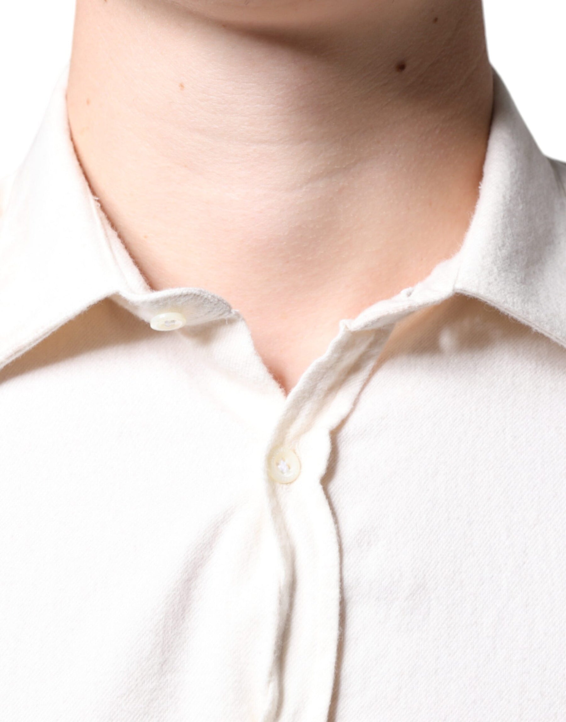 AGLINI Off White Cotton Collared Men Formal Dress Shirt | Regal Royce