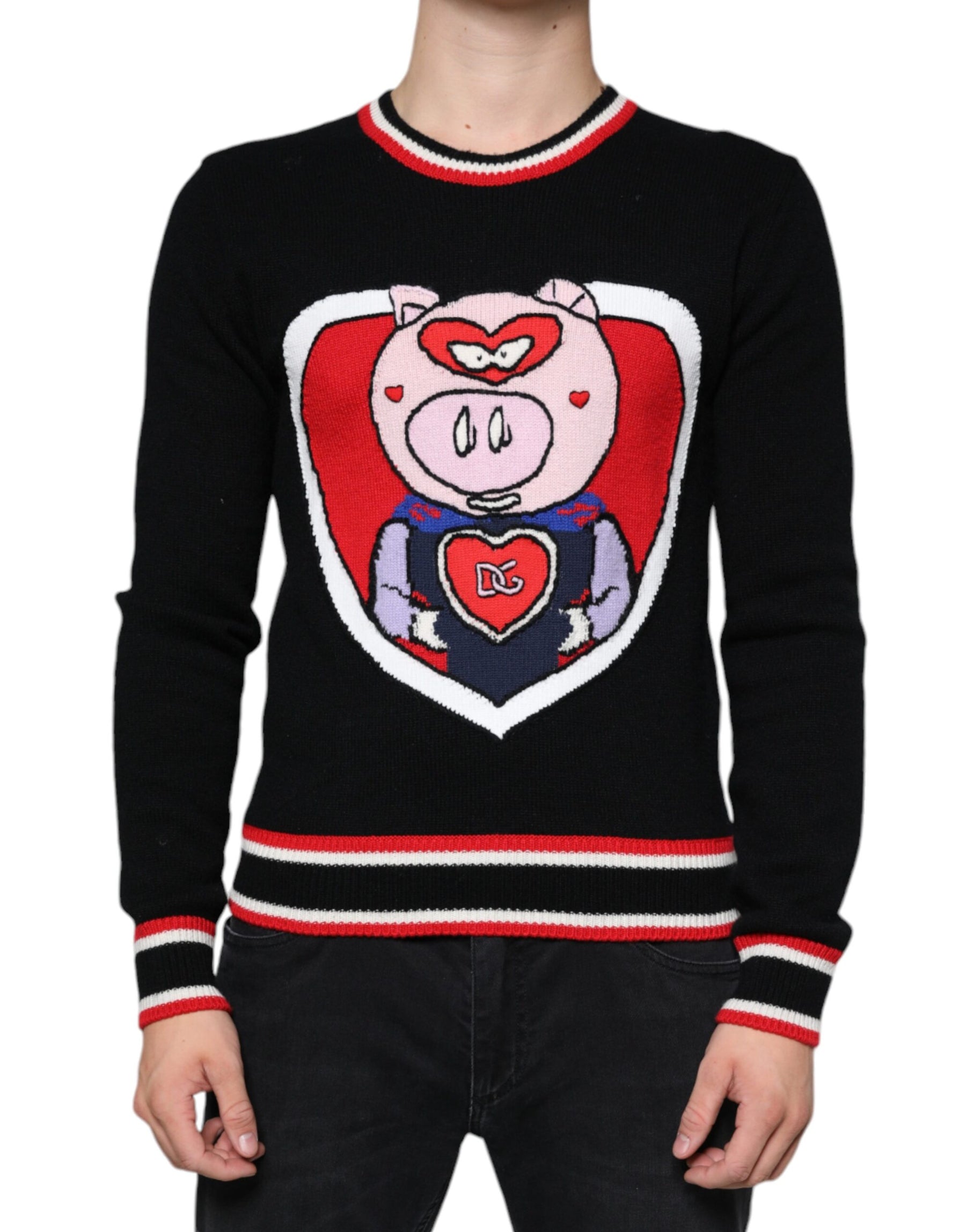 Dolce & Gabbana Black Cashmere Pig of the Year Pullover Sweater | Regal Royce