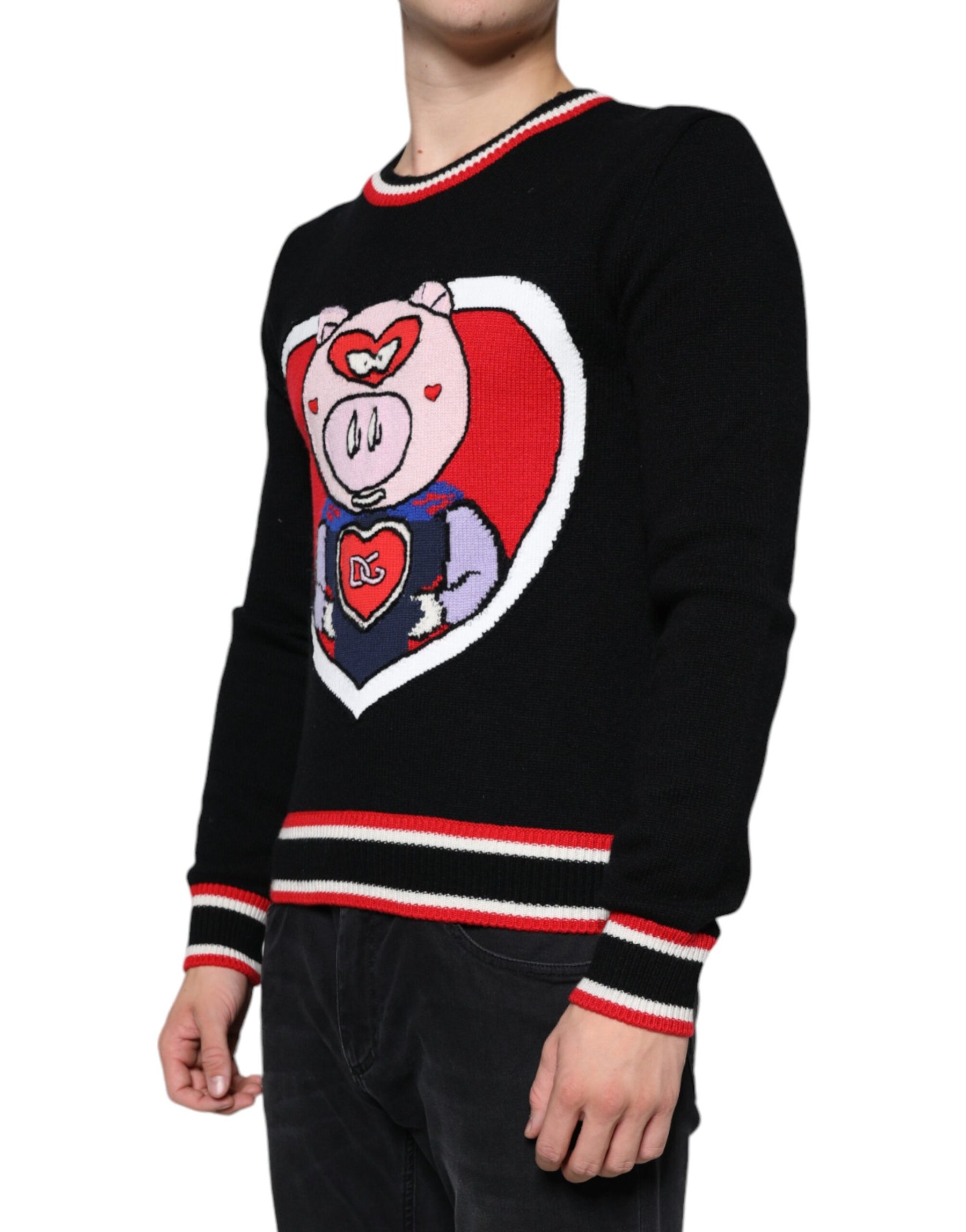 Dolce & Gabbana Black Cashmere Pig of the Year Pullover Sweater | Regal Royce