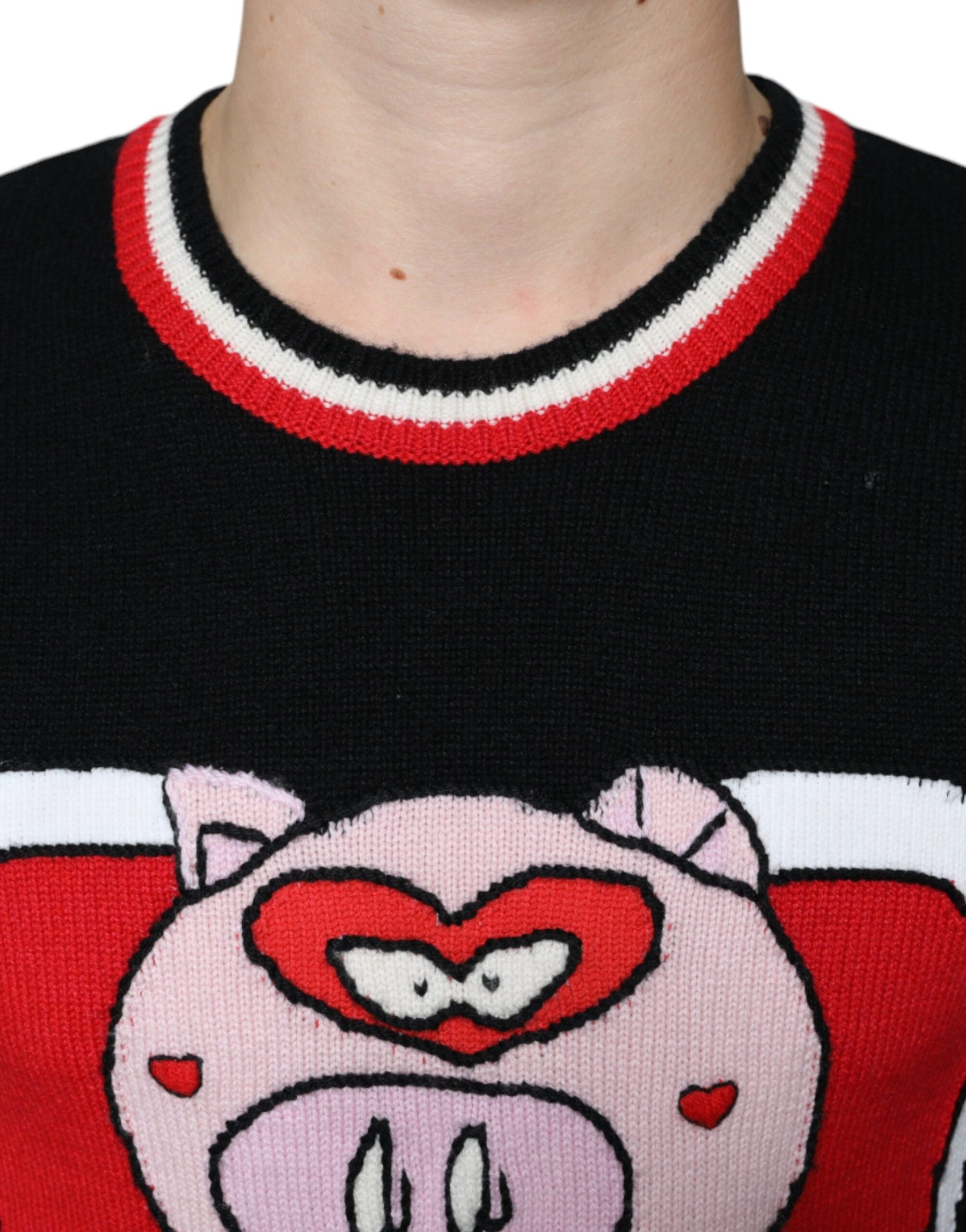 Dolce & Gabbana Black Cashmere Pig of the Year Pullover Sweater | Regal Royce