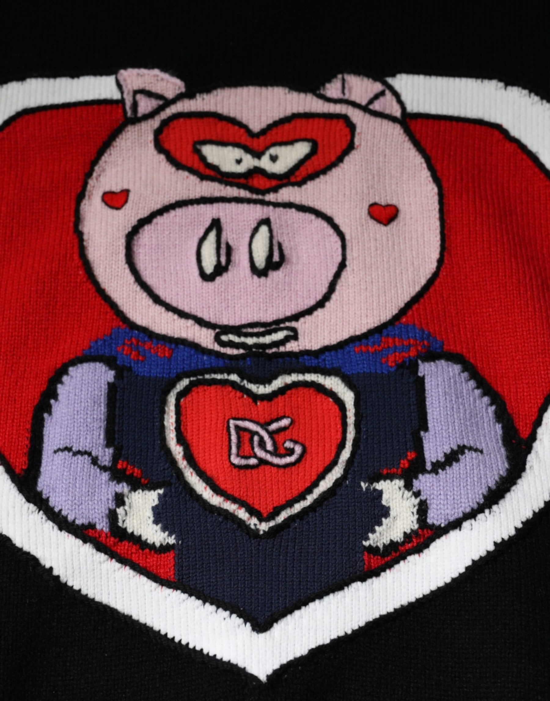 Dolce & Gabbana Black Cashmere Pig of the Year Pullover Sweater | Regal Royce