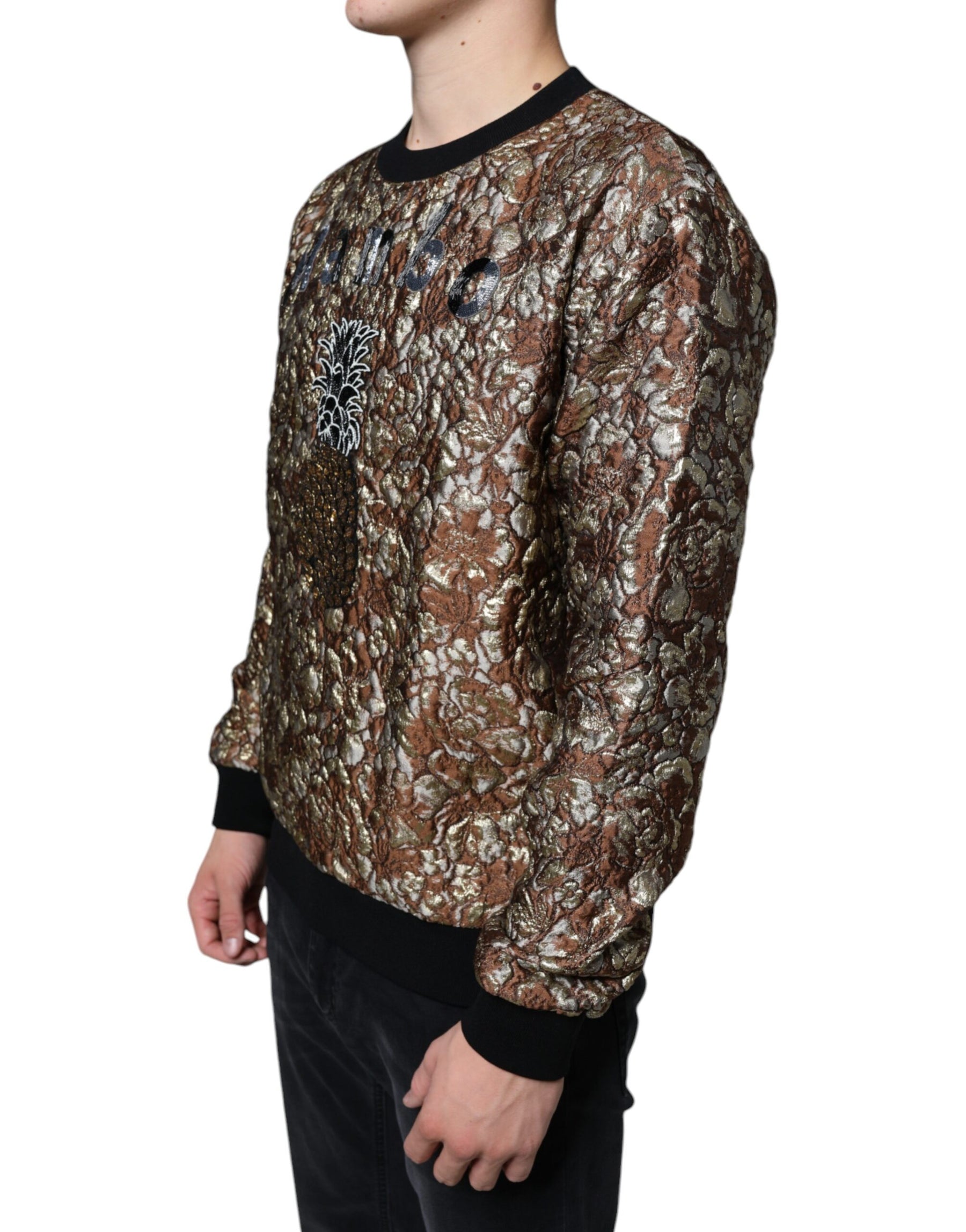 Dolce & Gabbana Brown Jacquard Mambo Pineapple Pullover Sweater | Regal Royce