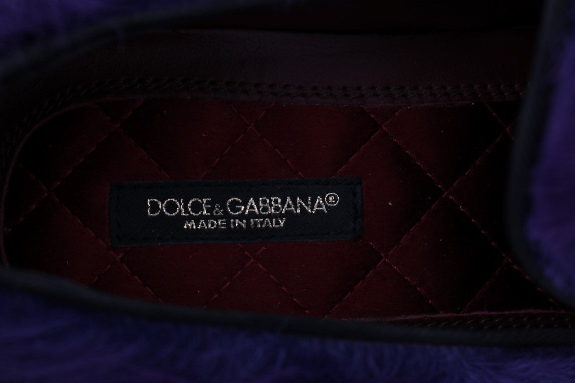 Dolce & Gabbana Purple Sheep Fur Leather Loafers | Regal Royce