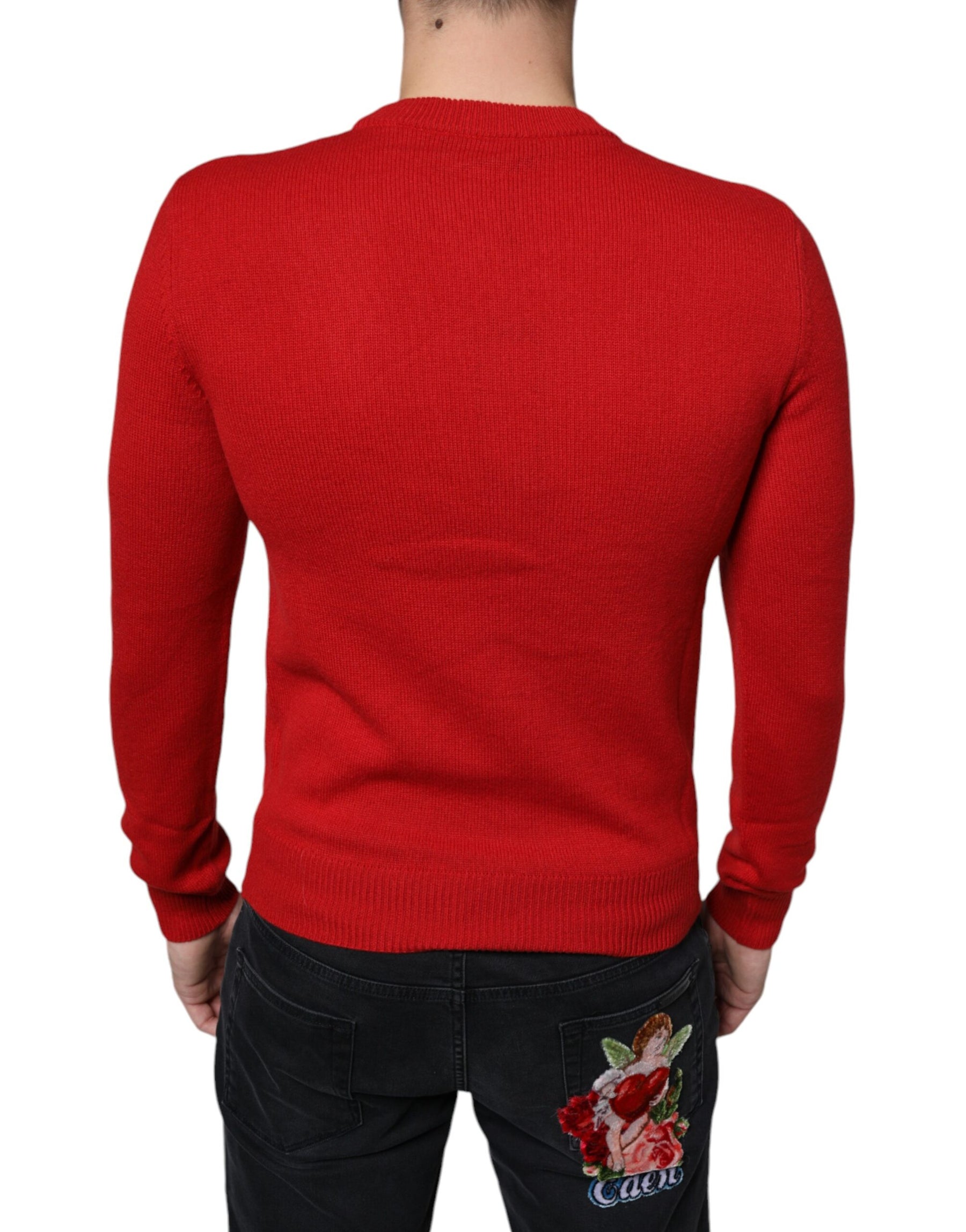 Dolce & Gabbana Red I'm The King Wool Crew Neck Sweatshirt Sweater | Regal Royce