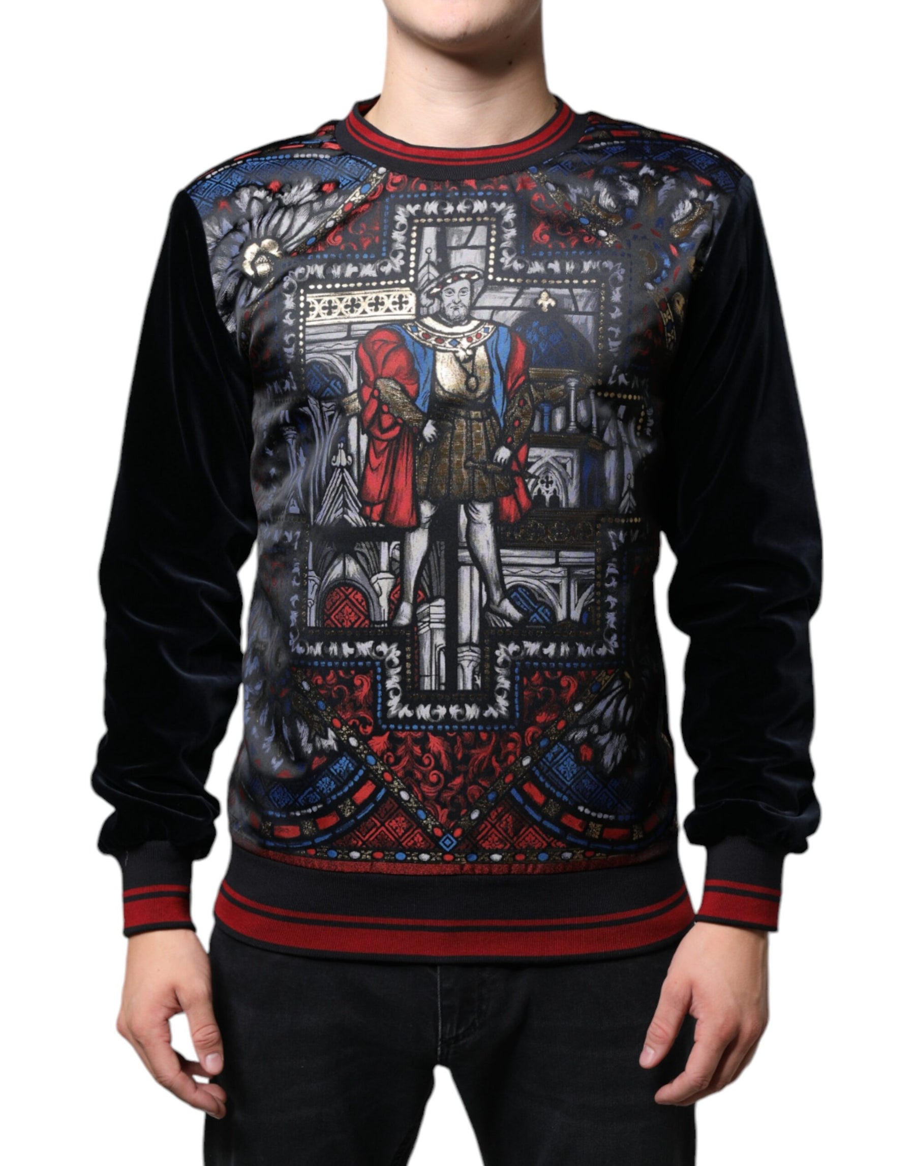 Dolce & Gabbana Multicolor Jacquard Crew Neck Sweatshirt Sweater | Regal Royce
