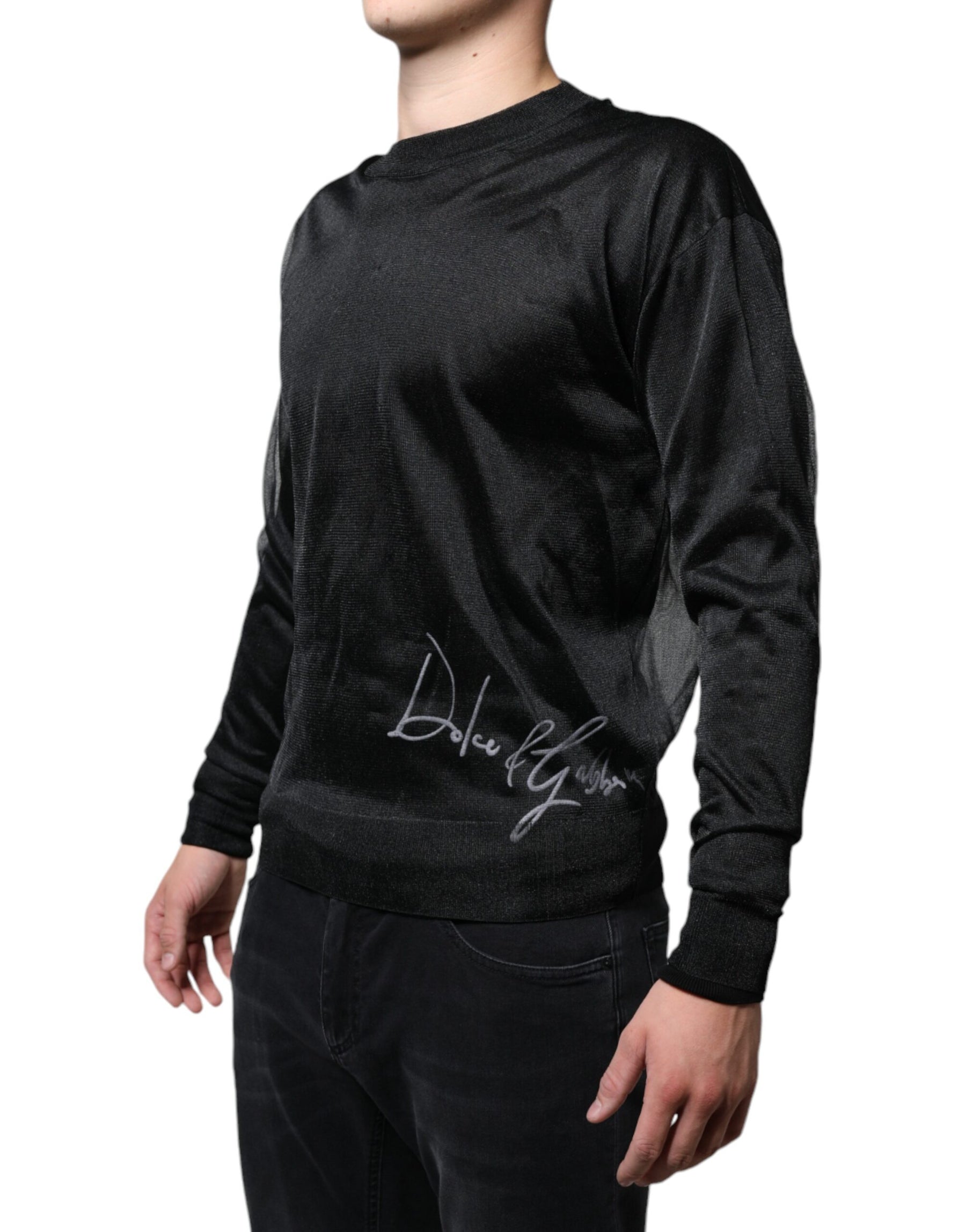 Dolce & Gabbana Black Polyester Pullover Sweatshirt Sweater | Regal Royce