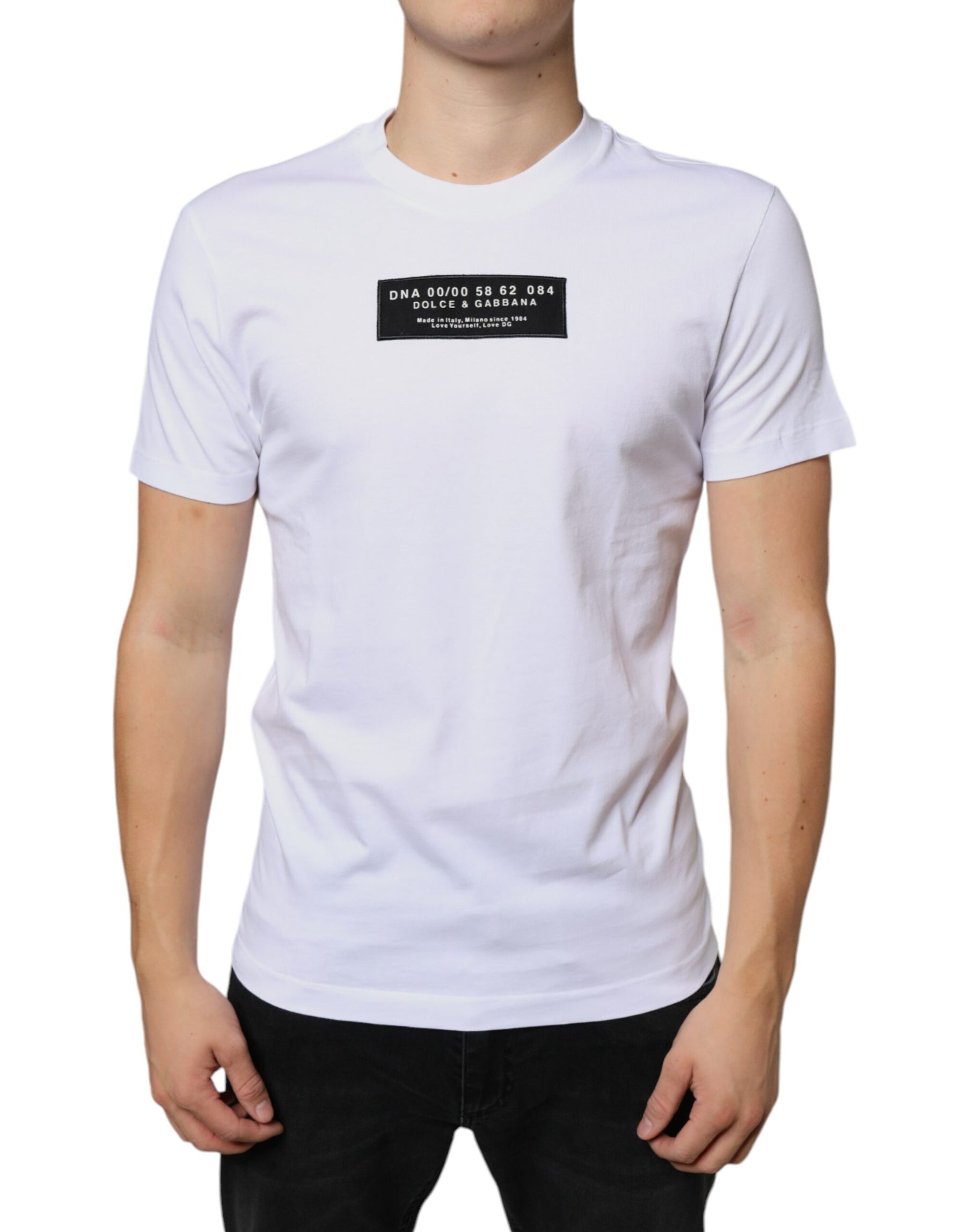 Dolce & Gabbana White Cotton DG Applique Casual T-shirt | Regal Royce
