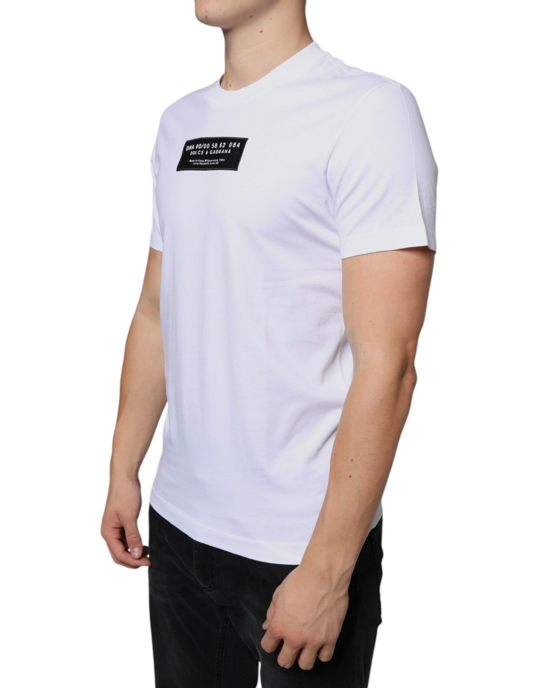 Dolce & Gabbana White Cotton DG Applique Casual T-shirt | Regal Royce