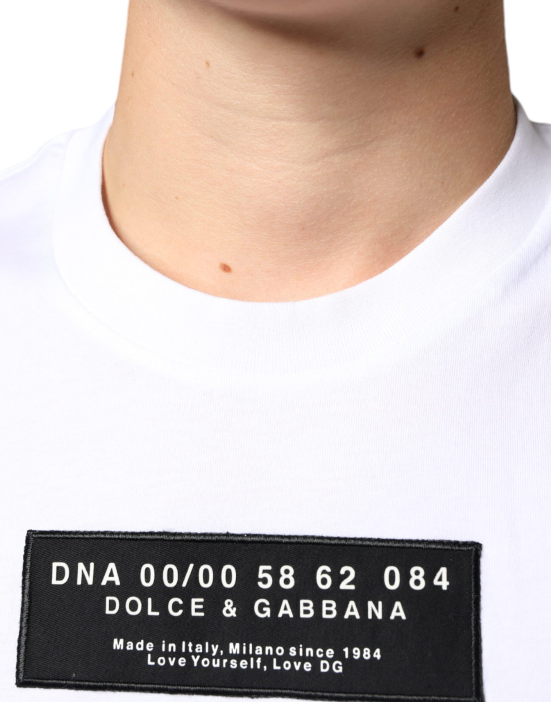 Dolce & Gabbana White Cotton DG Applique Casual T-shirt | Regal Royce