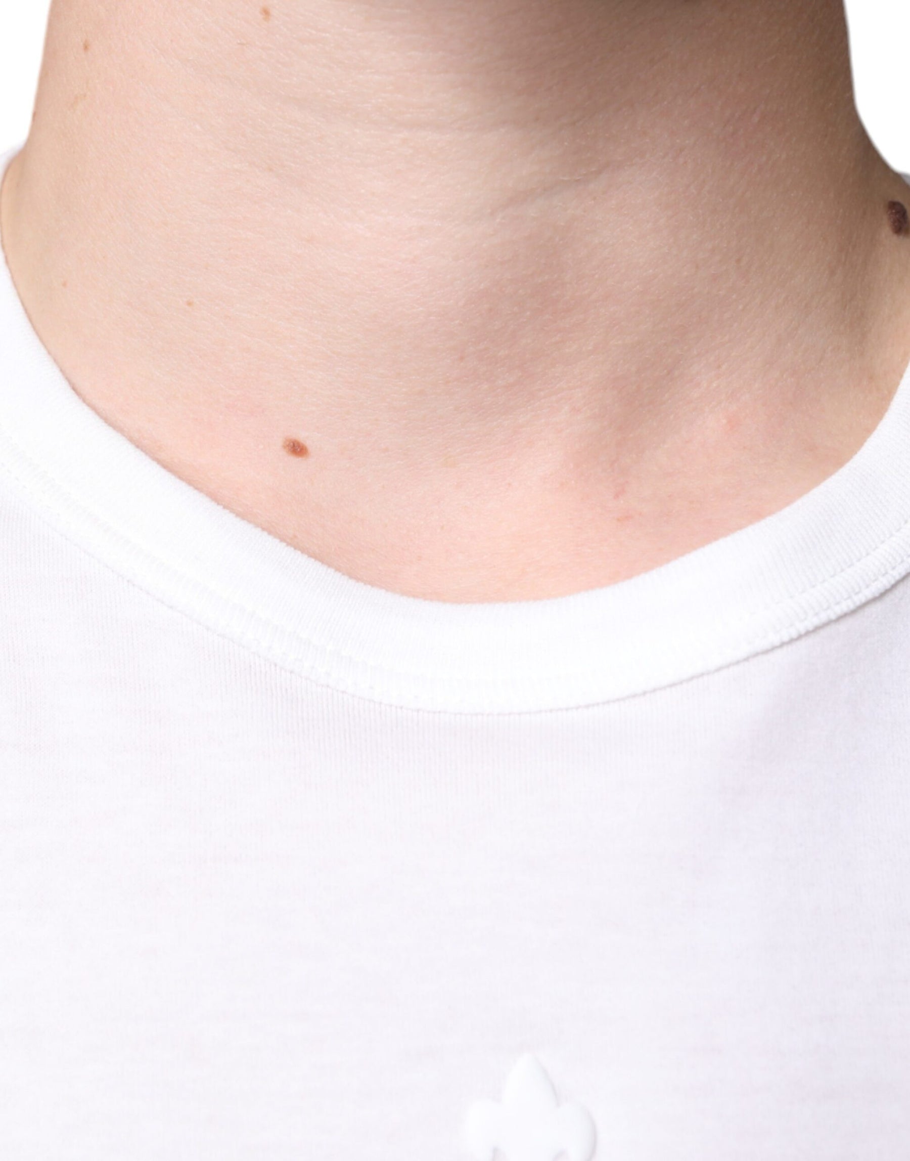 Dolce & Gabbana White Logo Embossed Cotton Crewneck T-shirt | Regal Royce
