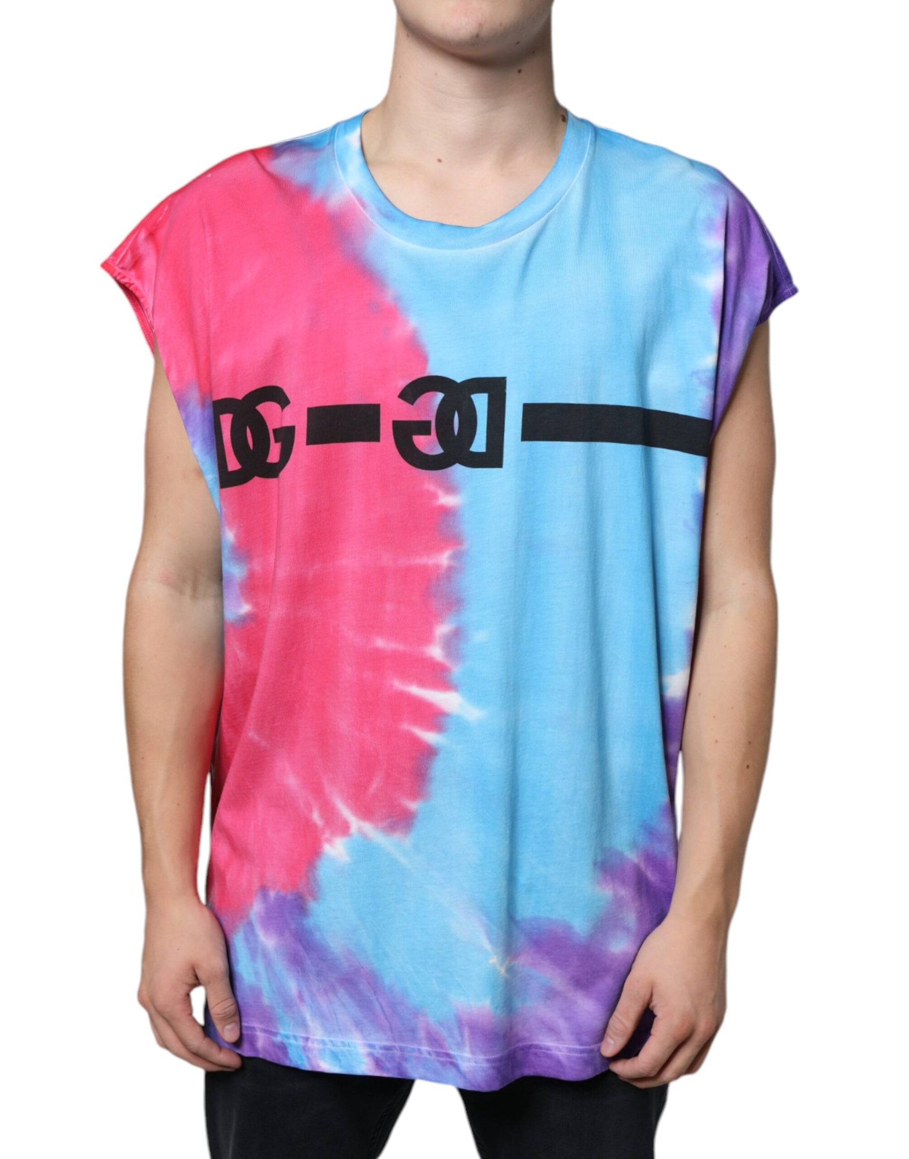 Dolce & Gabbana Multicolor Tie Dye Cotton Sleeveless T-shirt | Regal Royce
