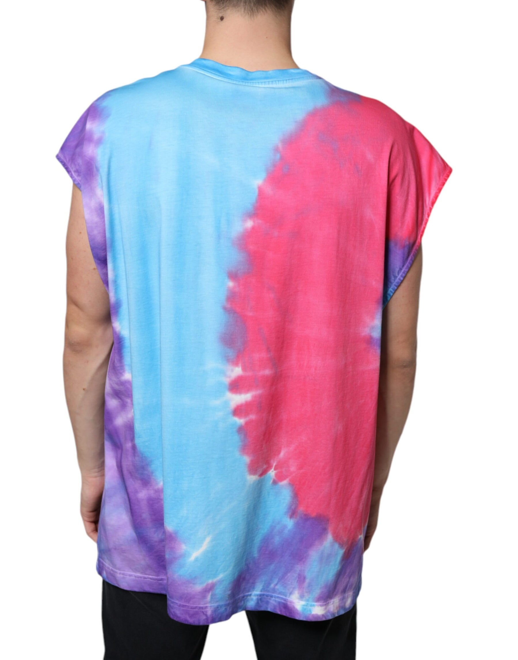 Dolce & Gabbana Multicolor Tie Dye Cotton Sleeveless T-shirt | Regal Royce