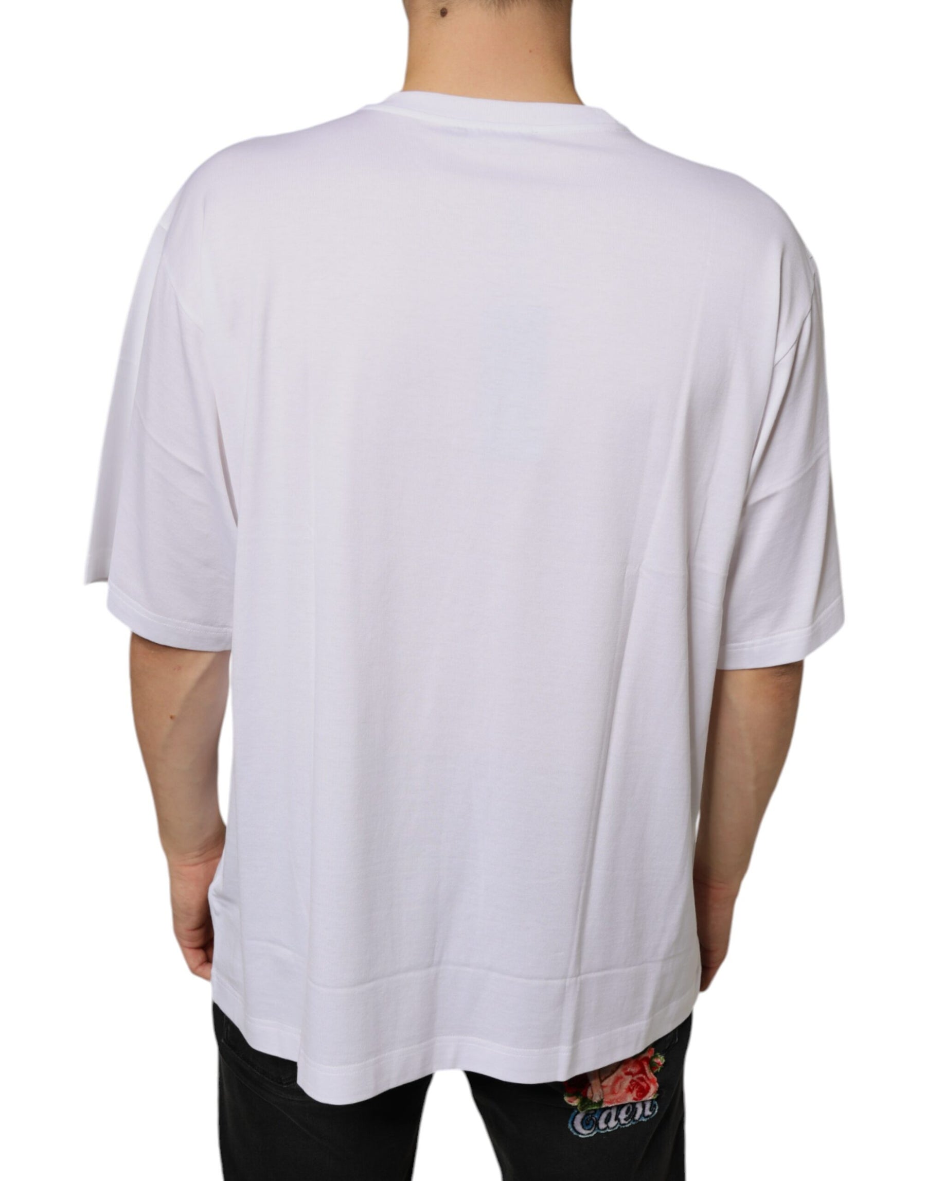 Dolce & Gabbana White Metal DG Logo Cotton Short Sleeves T-shirt | Regal Royce