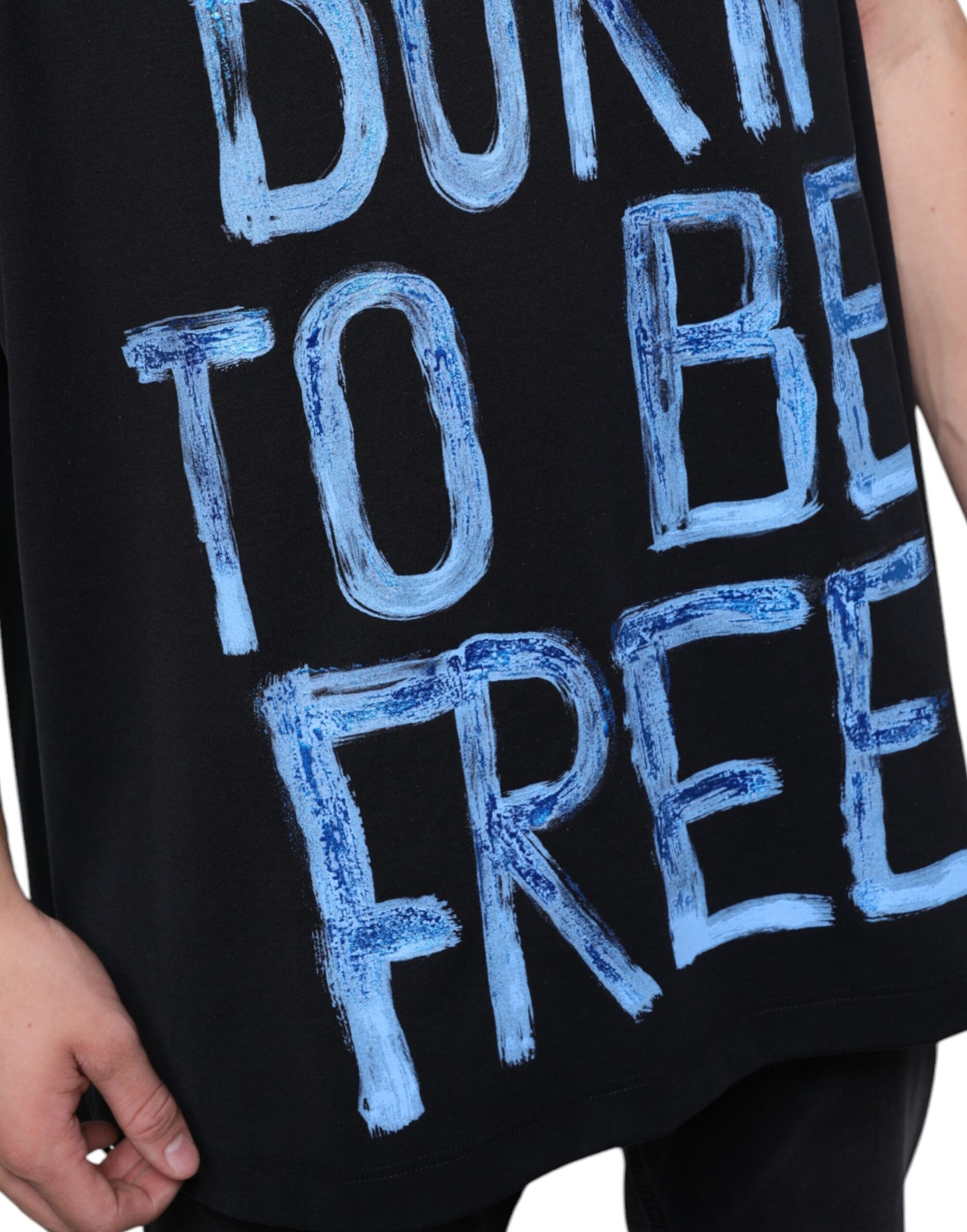 Dolce & Gabbana Black Cotton Born To Be Free Sleeveless T-shirt | Regal Royce