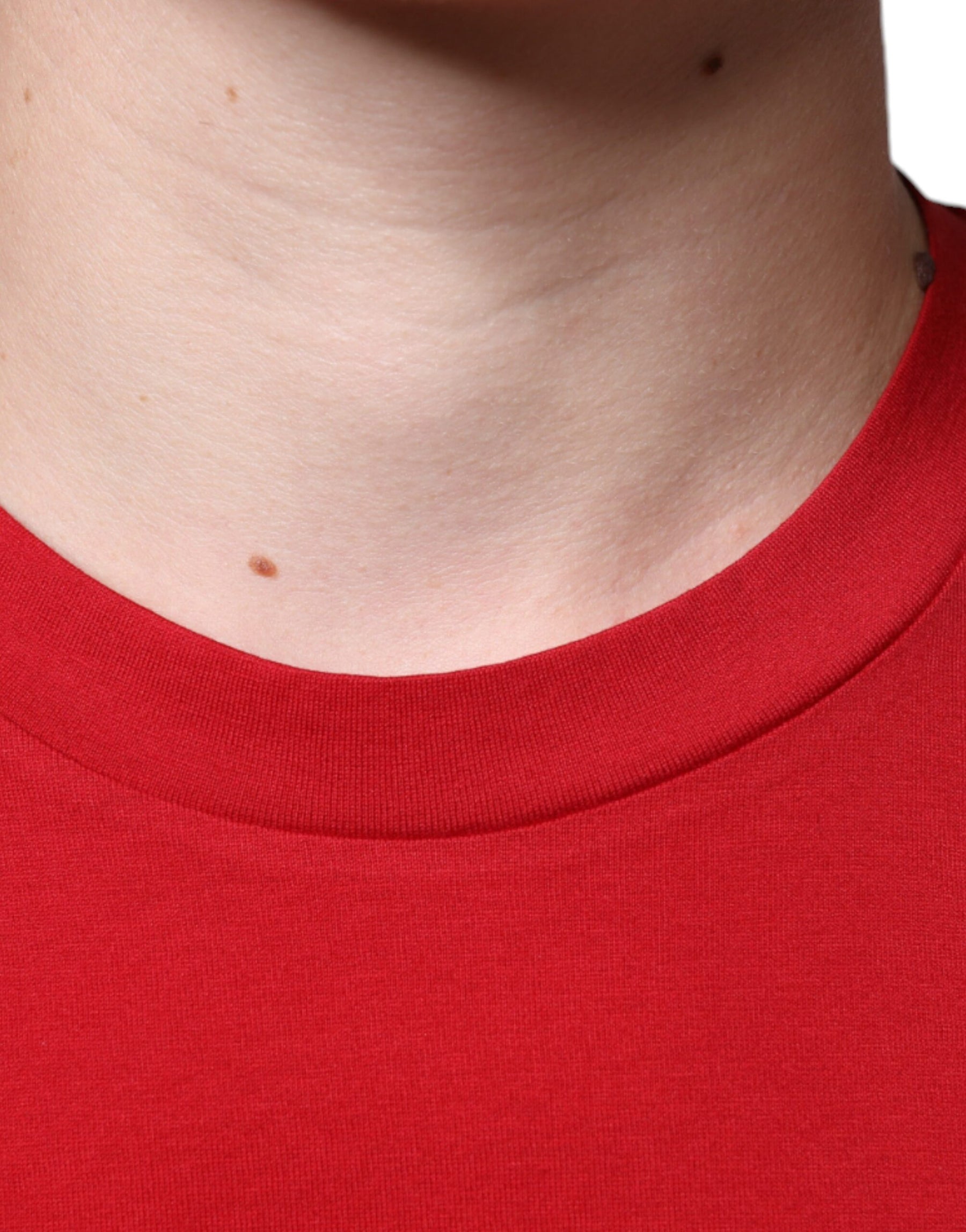 Dolce & Gabbana Red Cotton DG Logo Print Crew Neck T-shirt | Regal Royce