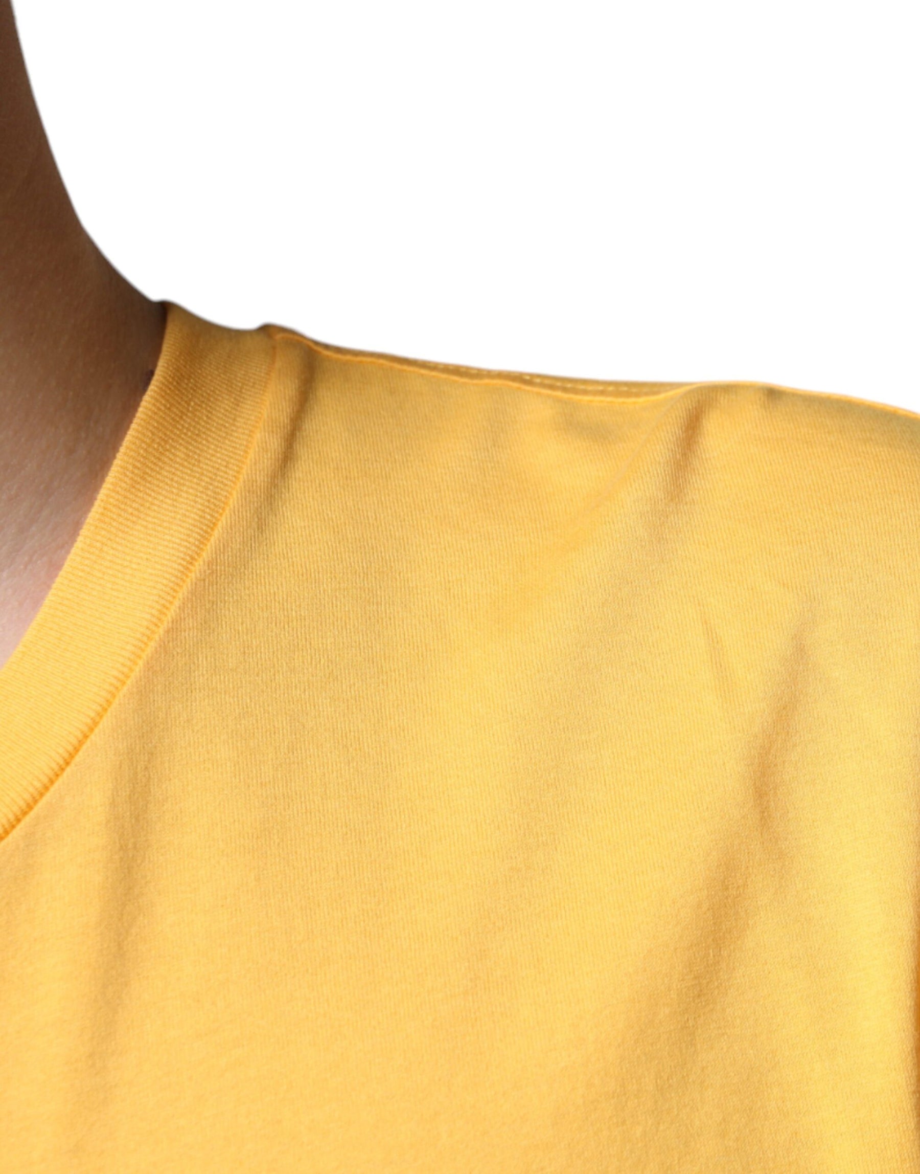 Dolce & Gabbana Yellow Secret Graden Floral Cotton Crew Neck T-shirt | Regal Royce