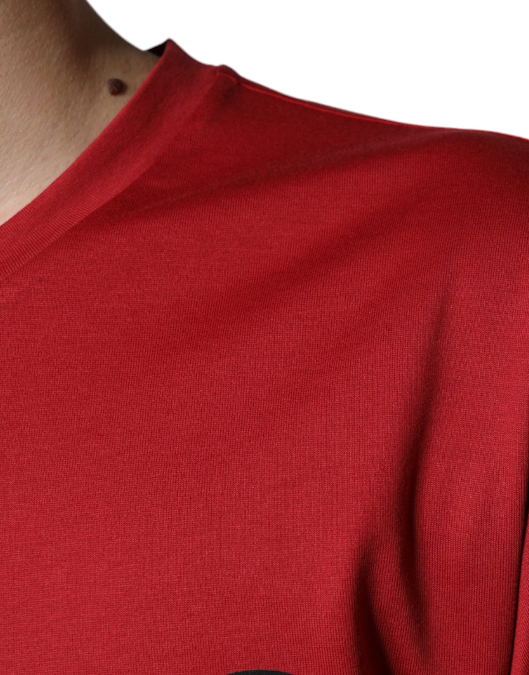 Dolce & Gabbana Red Cotton DG Logo Print Crew Neck T-shirt | Regal Royce