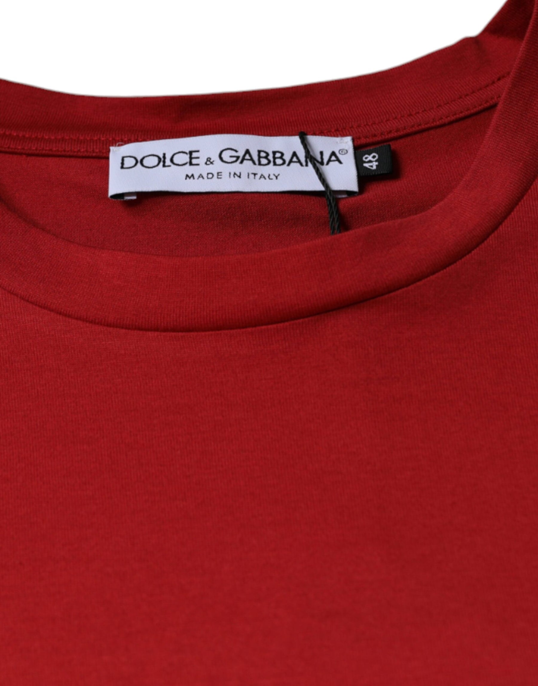 Dolce & Gabbana Red Cotton DG Logo Print Crew Neck T-shirt | Regal Royce