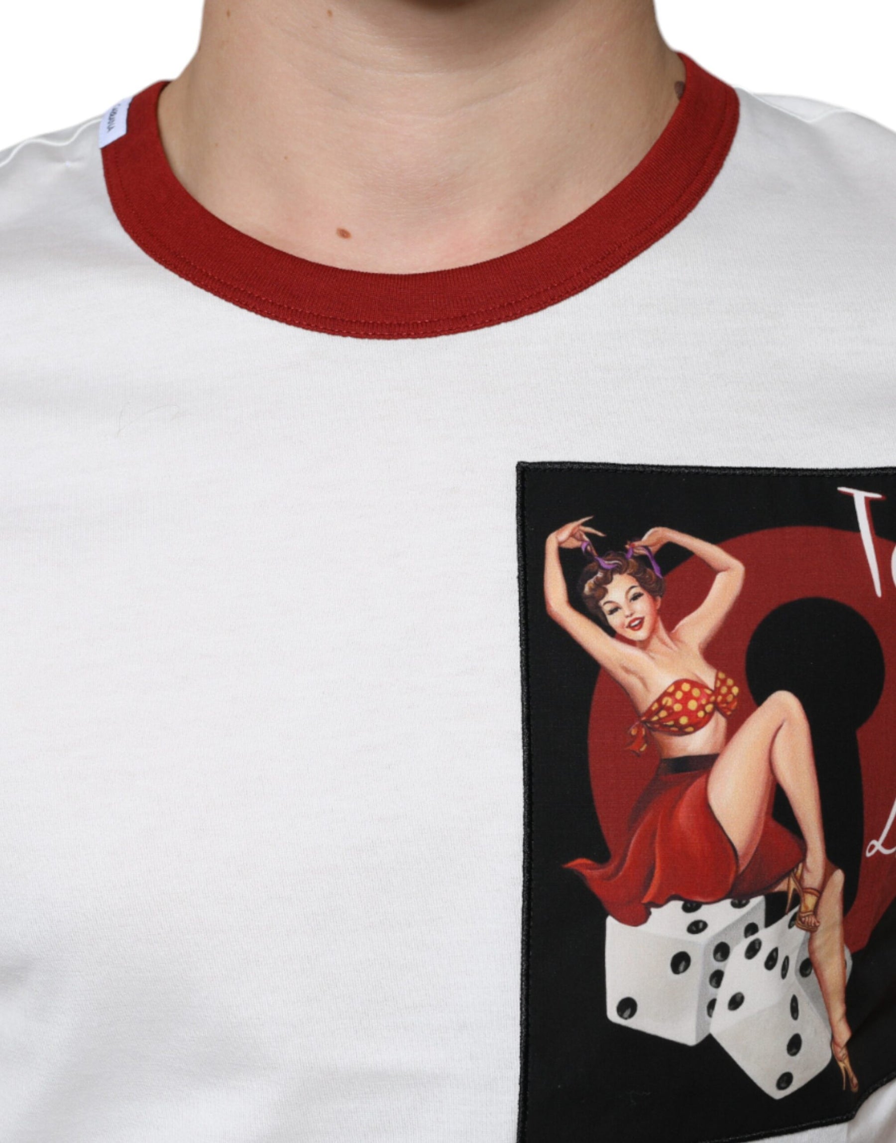 Dolce & Gabbana White Graphic Print Cotton Crew Neck T-shirt | Regal Royce