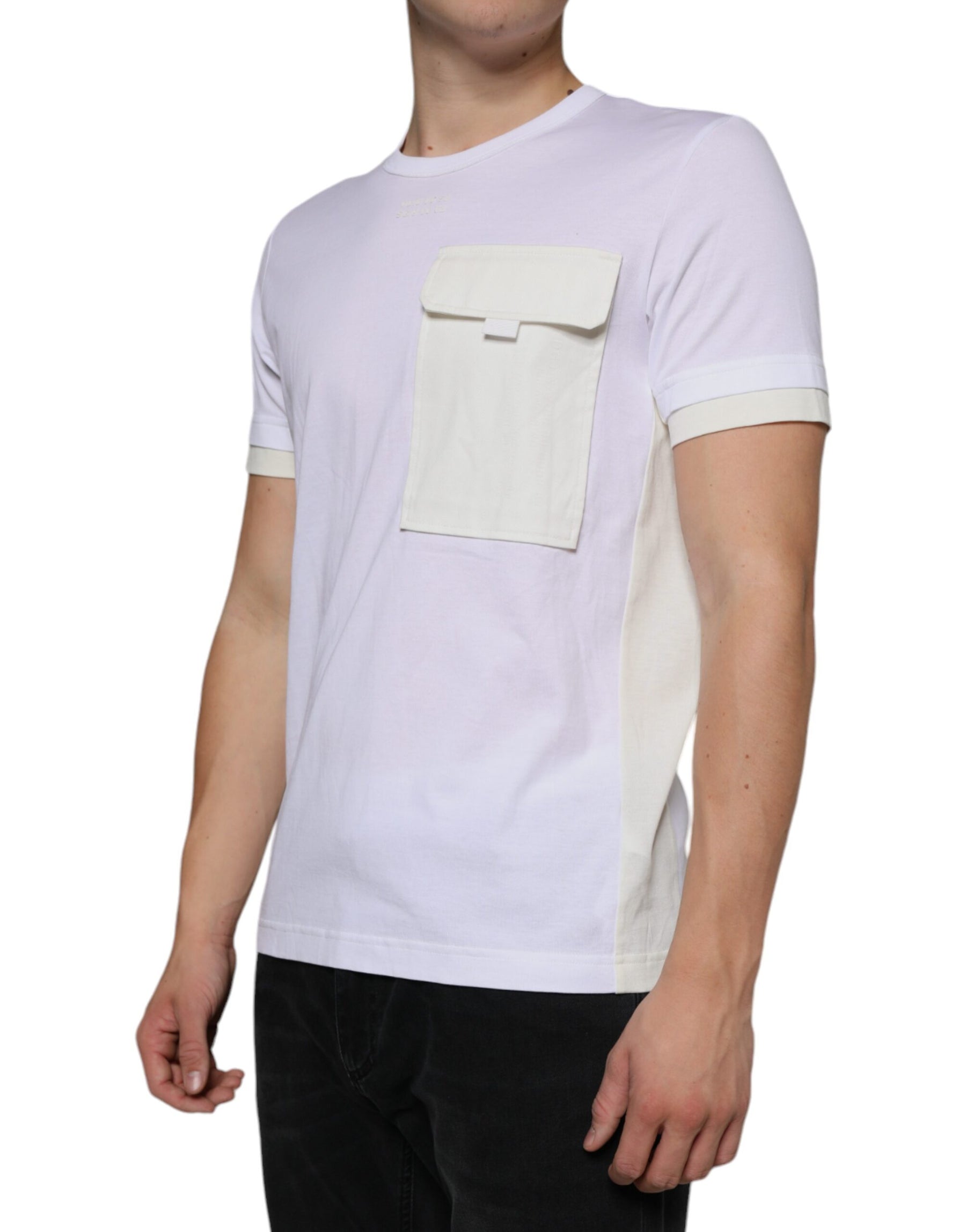 Dolce & Gabbana White Cotton Pocket Short Sleeves T-shirt | Regal Royce