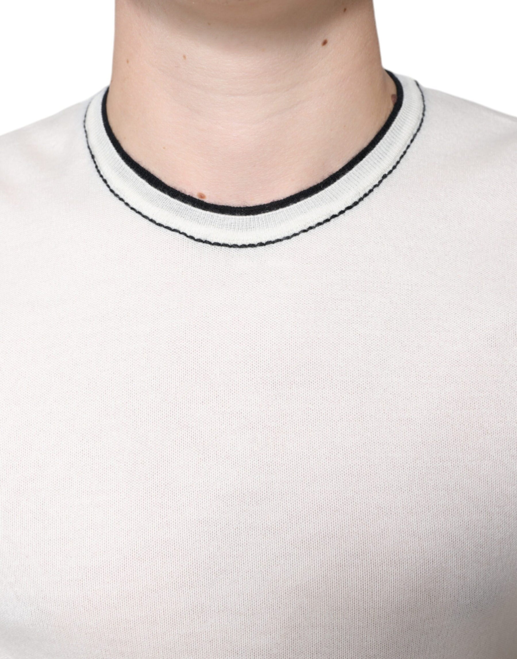 Dolce & Gabbana Off White Cashmere Short Sleeves T-shirt | Regal Royce
