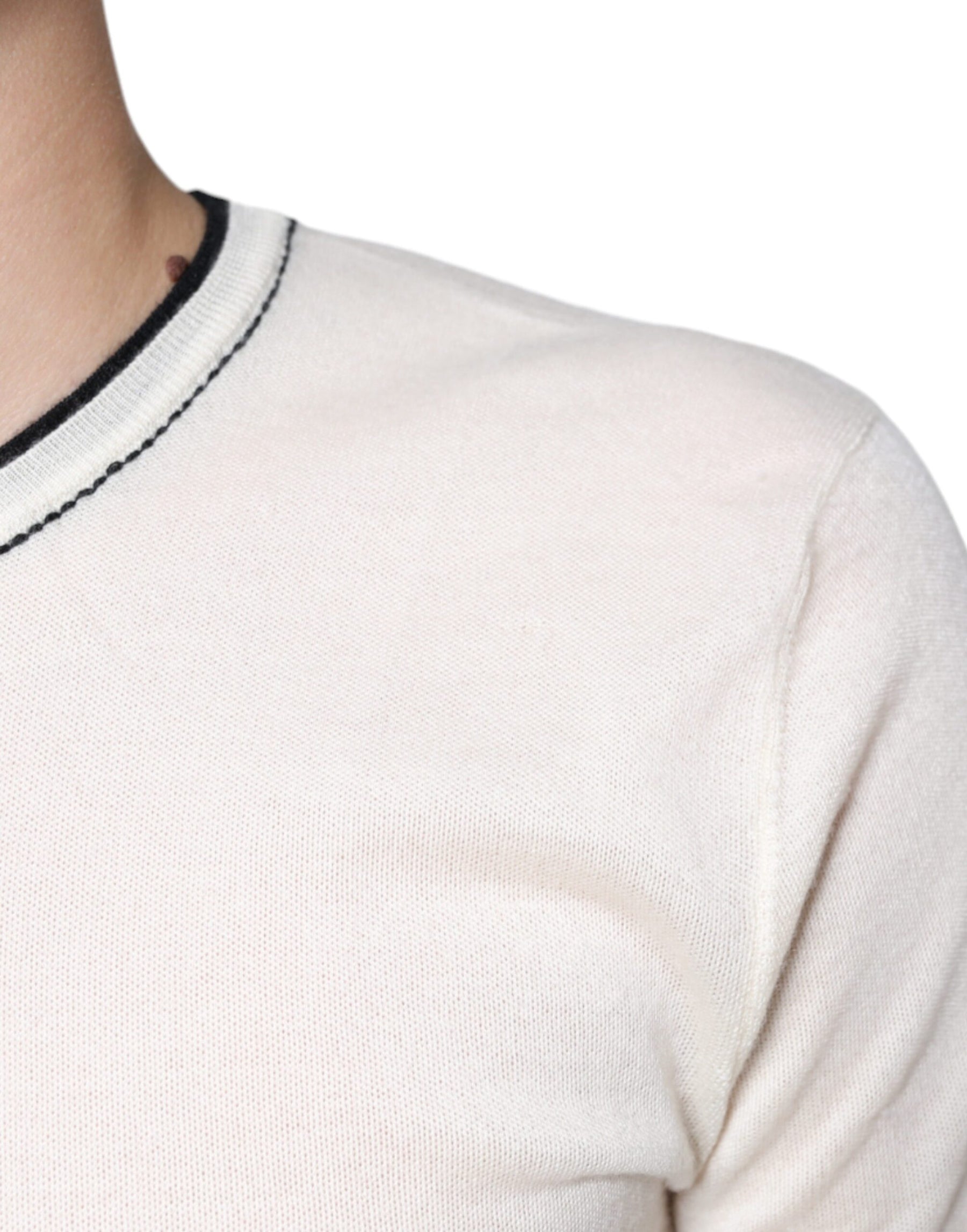 Dolce & Gabbana Off White Cashmere Short Sleeves T-shirt | Regal Royce