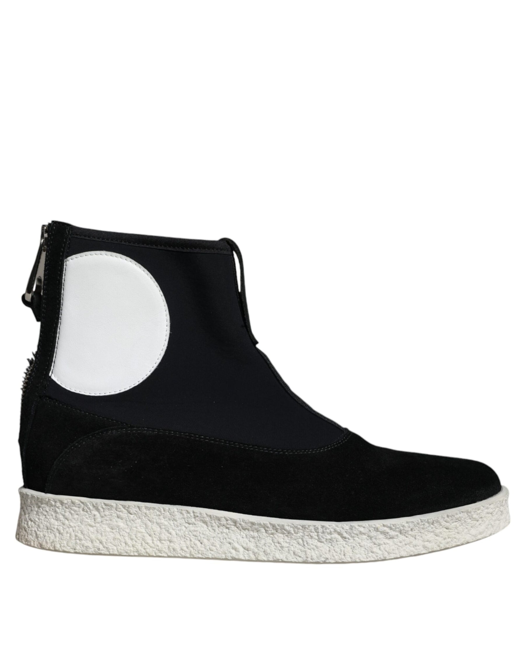 Alexander McQueen Black White Neoprene Takeshi Mid Calf Boots Shoes | Regal Royce