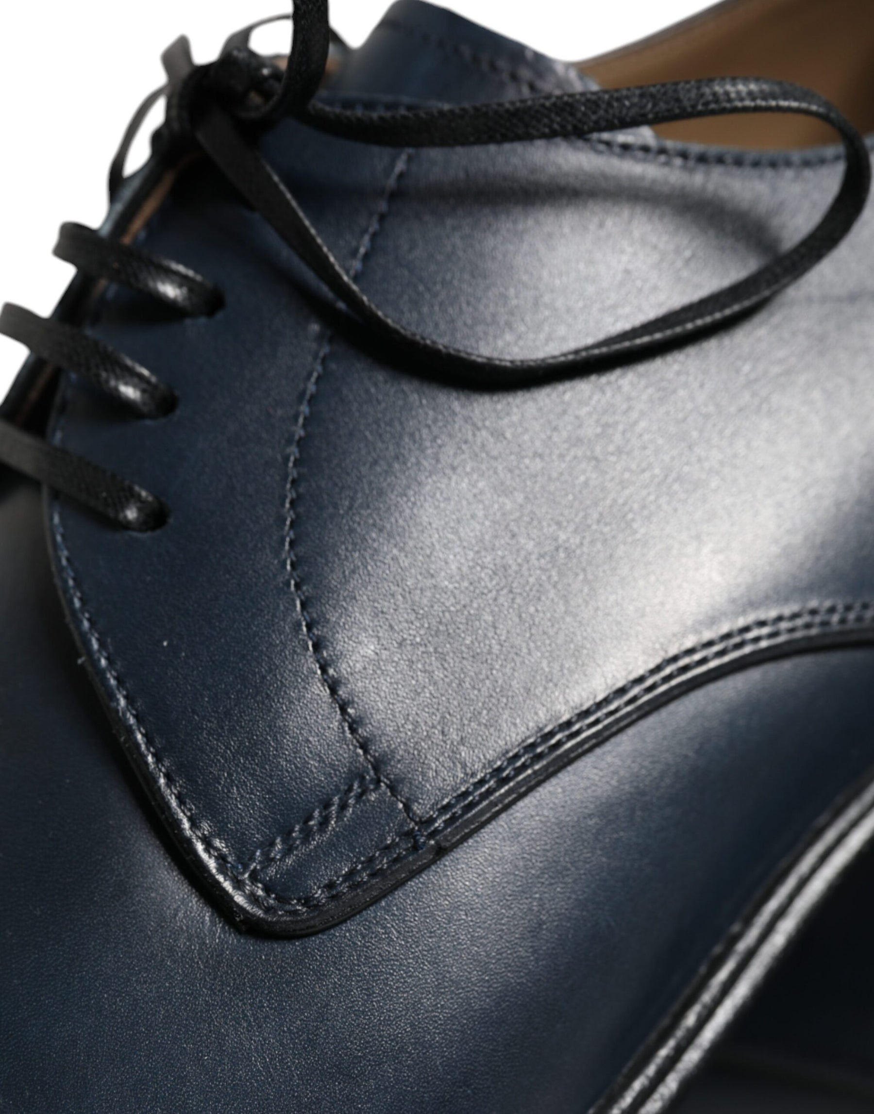 Dolce & Gabbana Navy Blue Leather Derby Dress Formal Shoes | Regal Royce