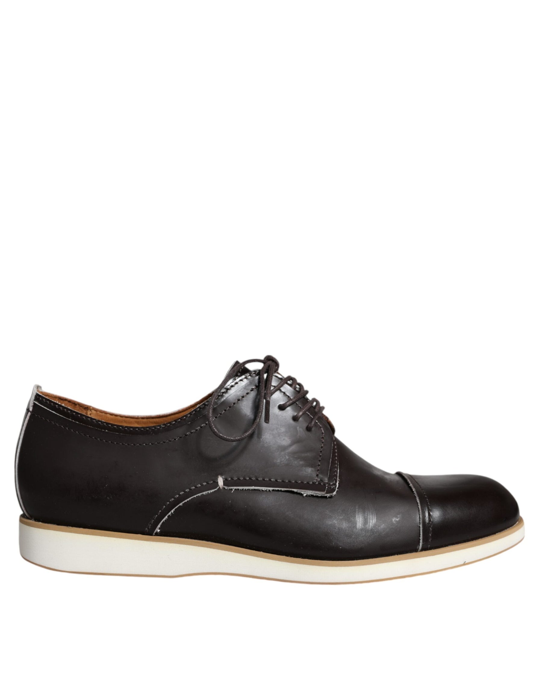 Pollini Black White Leather Lace Up Men Dress Formal Shoes | Regal Royce