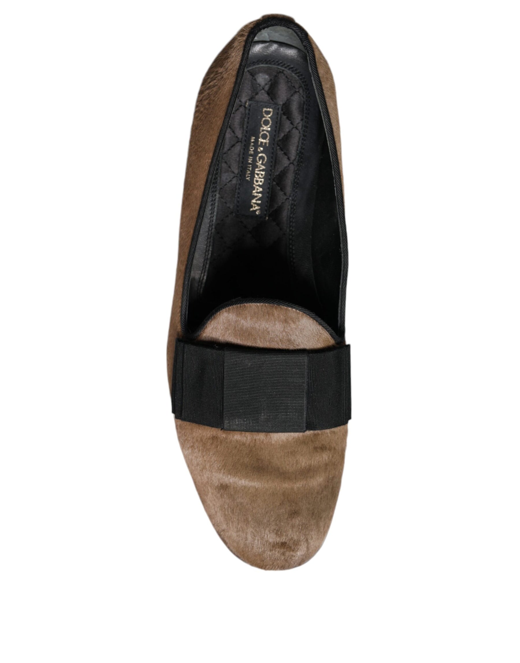 Dolce & Gabbana Brown Calf Hair Leather Loafers Formal Dress Shoes | Regal Royce